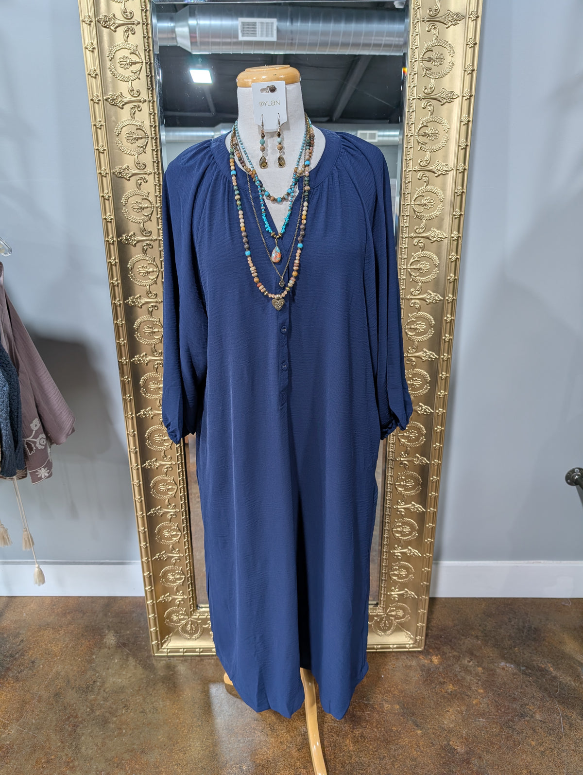 Collared 3/4 sleeve maxi dress