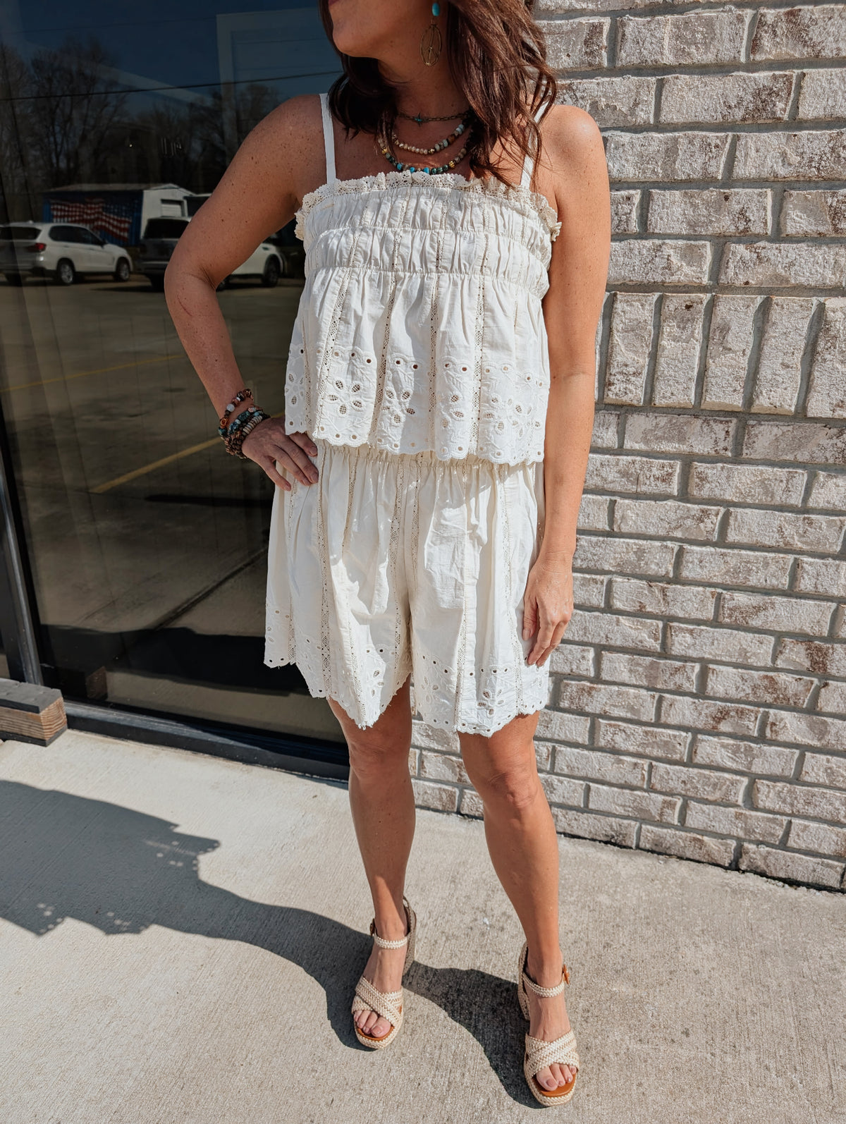 Embroidered Cami and Short Set