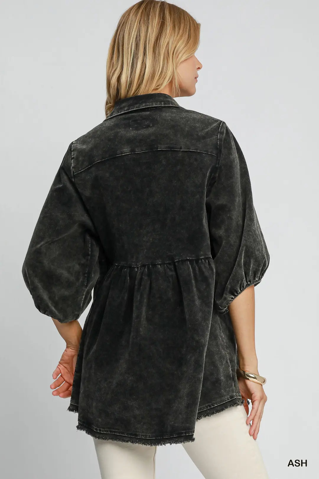 Stone Washed Corduroy Tunic Top