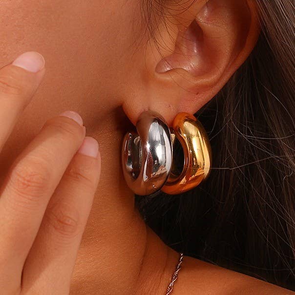 18K STAINLESS STEEL WATERPROOF TARNISH FREE HOOPS