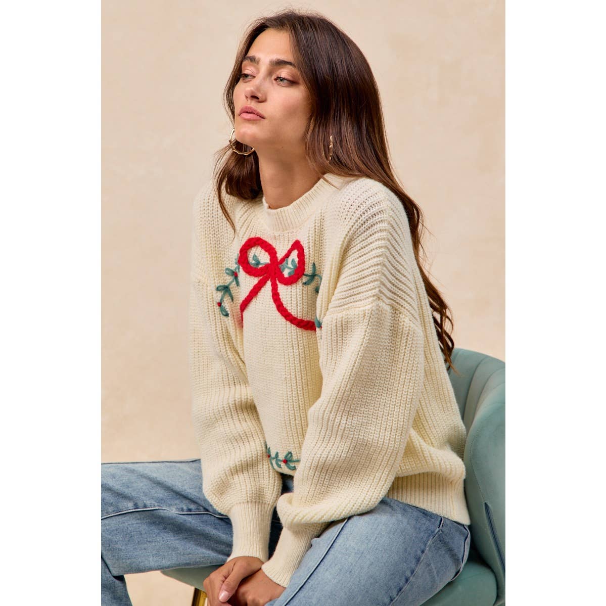 CHRISTMAS WREATH HACCI KNIT TOP