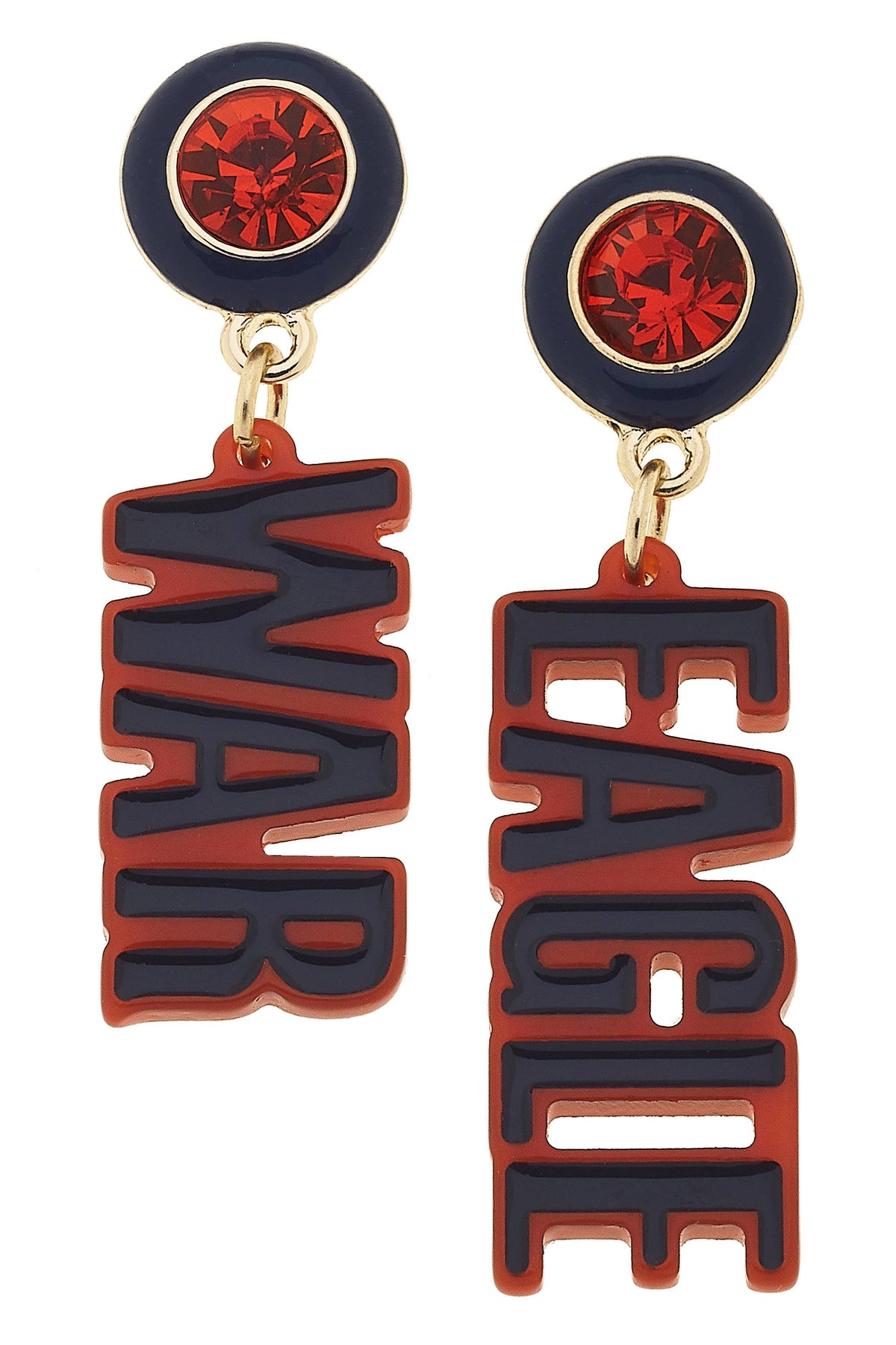 Auburn Tigers Resin Block Letter Earrings in Navy