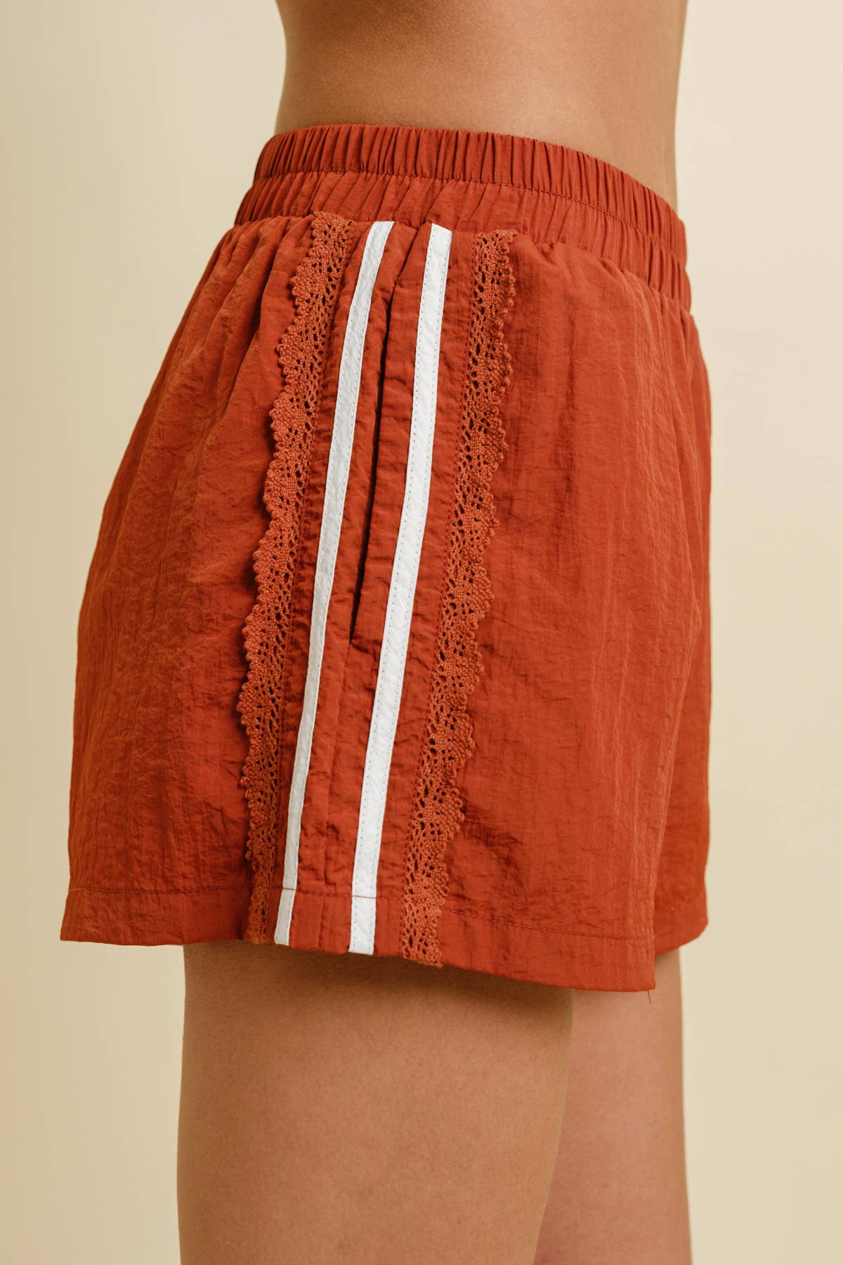 LACE TRIM GAME DAY SHORTS