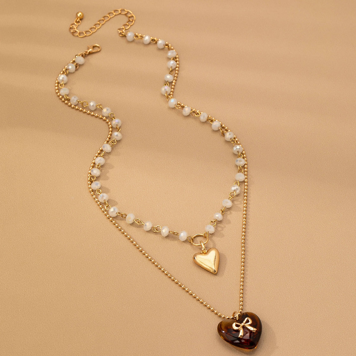 MULTI LAYER DOUBLE HEART CHARM NECKLACE