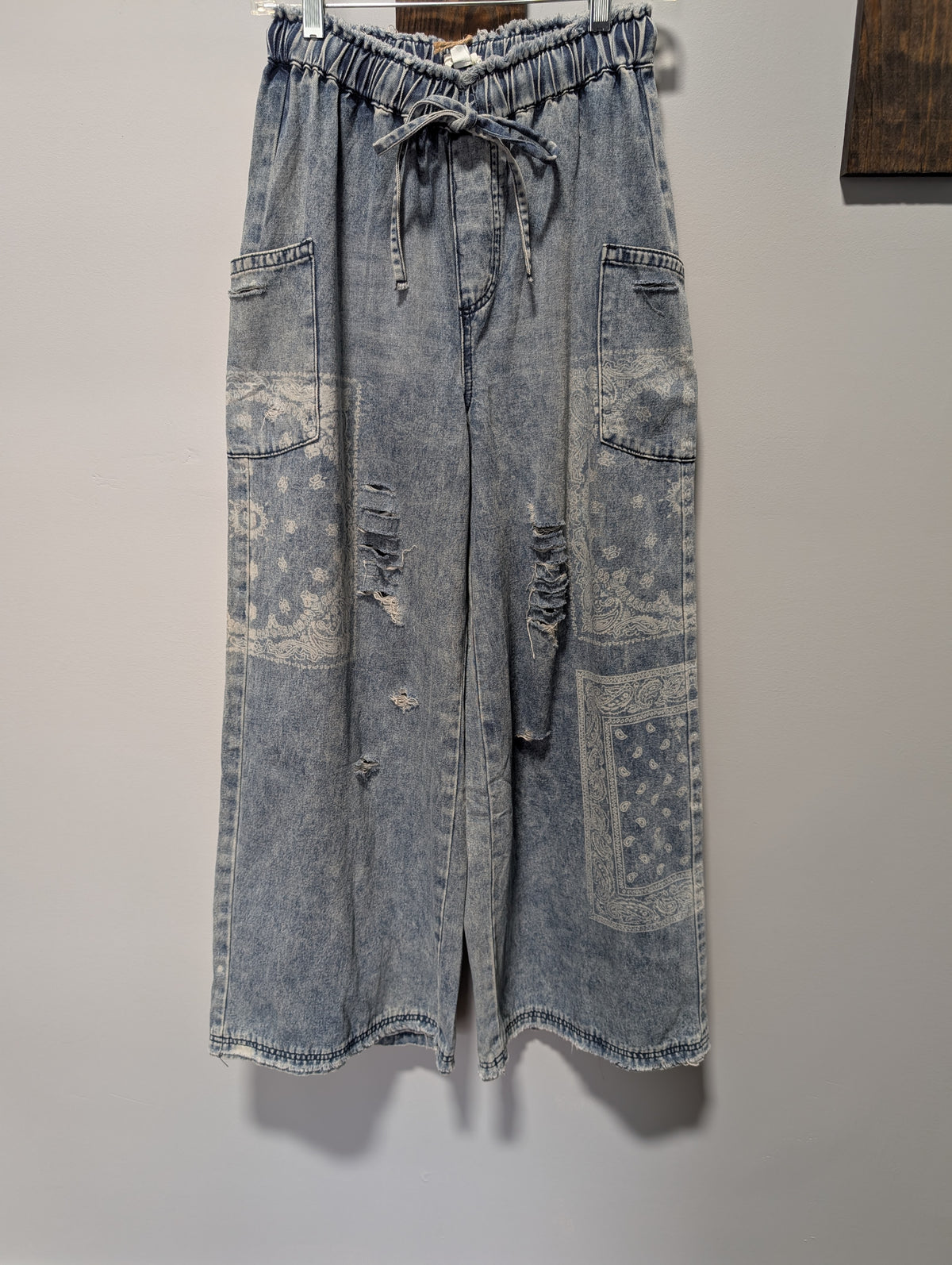 Denim Patchwork Printed Pants