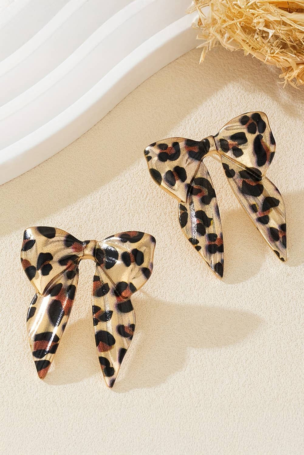 LDC Leopard Print Bow Knot Shape Plated Alloy Earrings