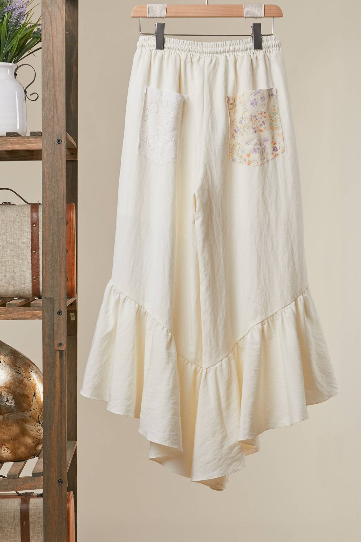 Floral Patchwork Ruffle Pants