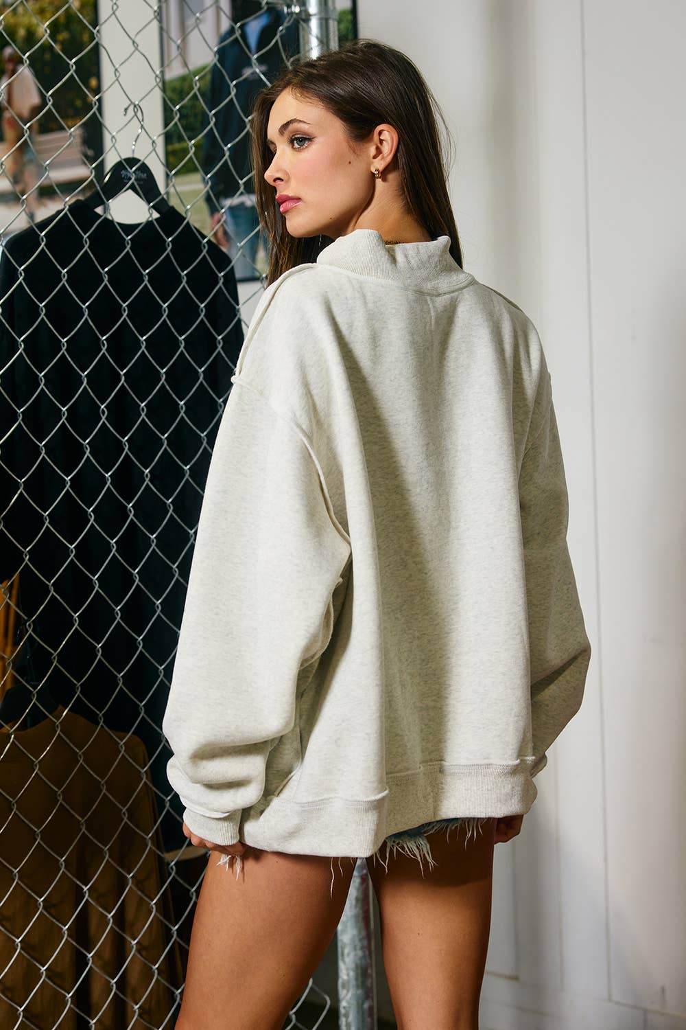 IT2594E-MERRYW | "MERRY" Varsity Mock Neck Sweatshirt