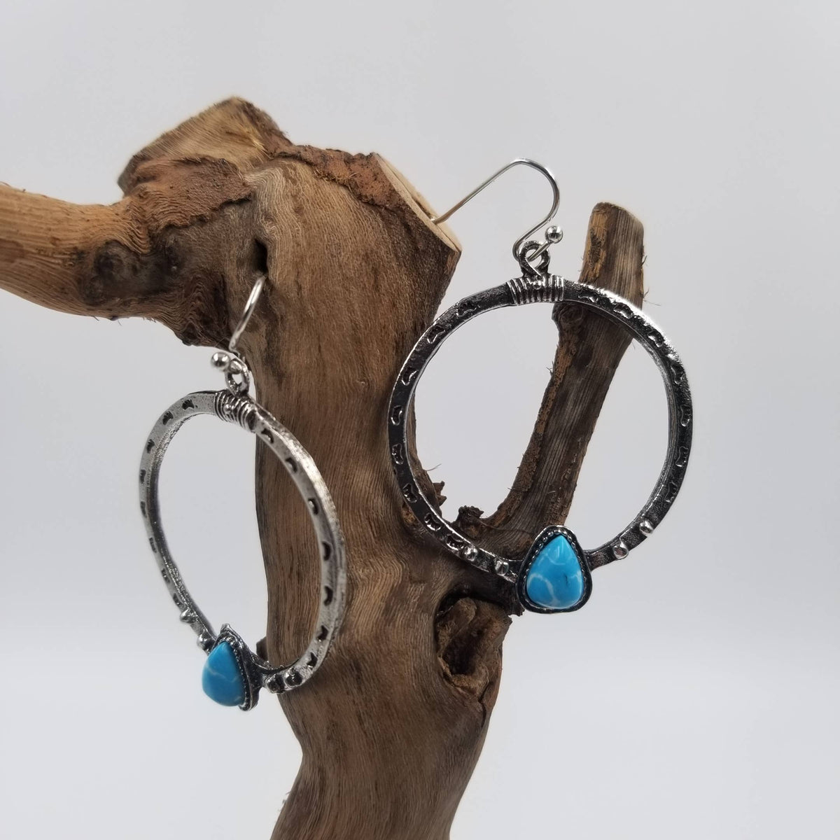 Turquoise Green Nugget Hoop Earrings