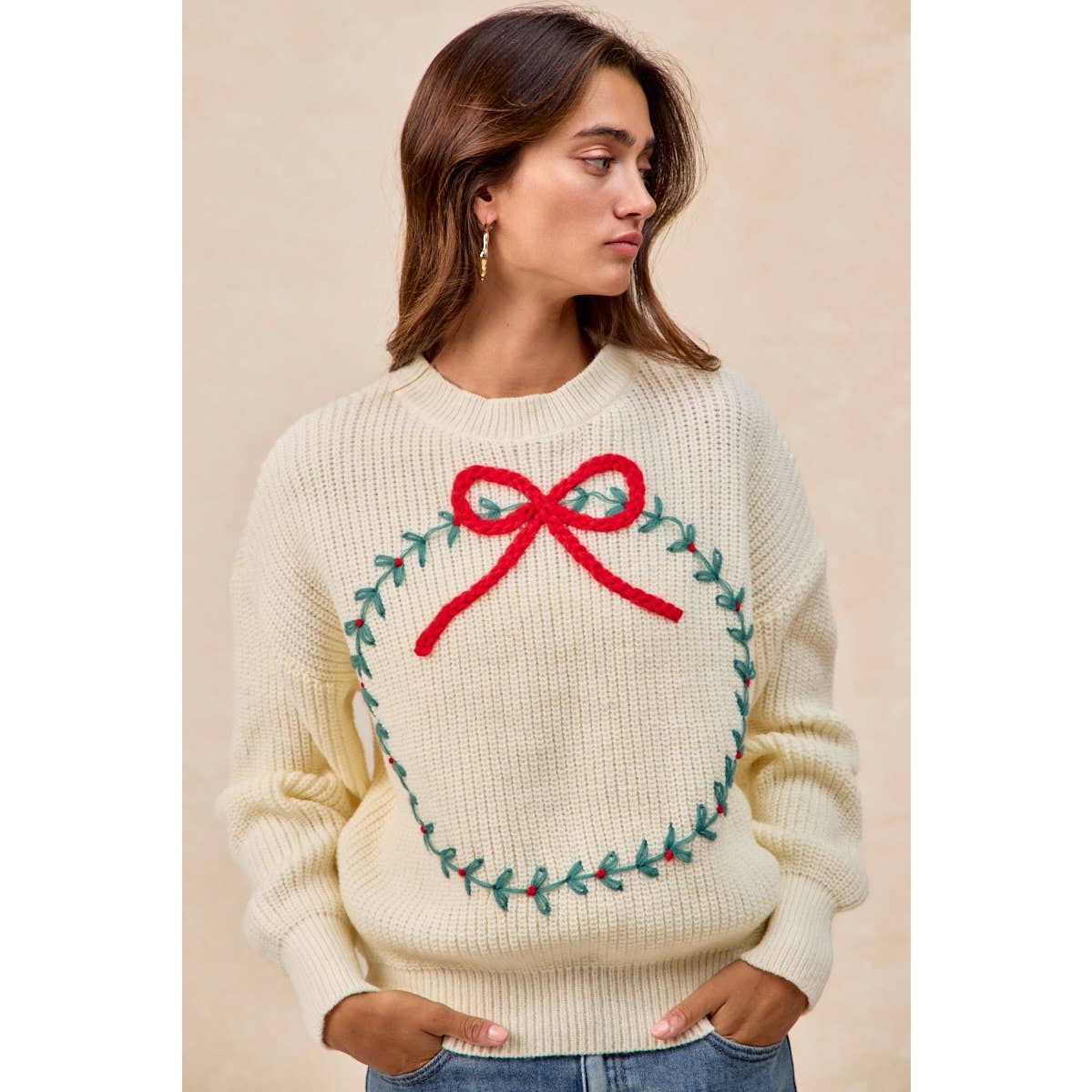 CHRISTMAS WREATH HACCI KNIT TOP