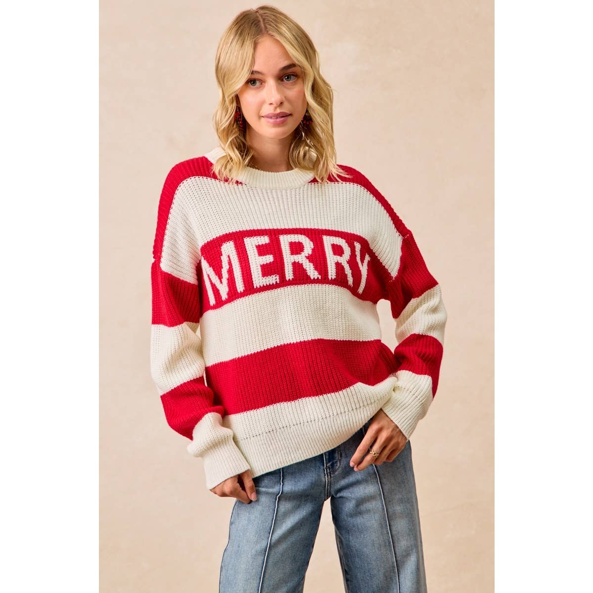 MERRY LETTERING SWEATER TOP
