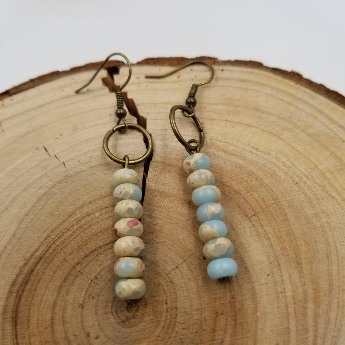 Vintage Copper Natural Figure stone Earrings