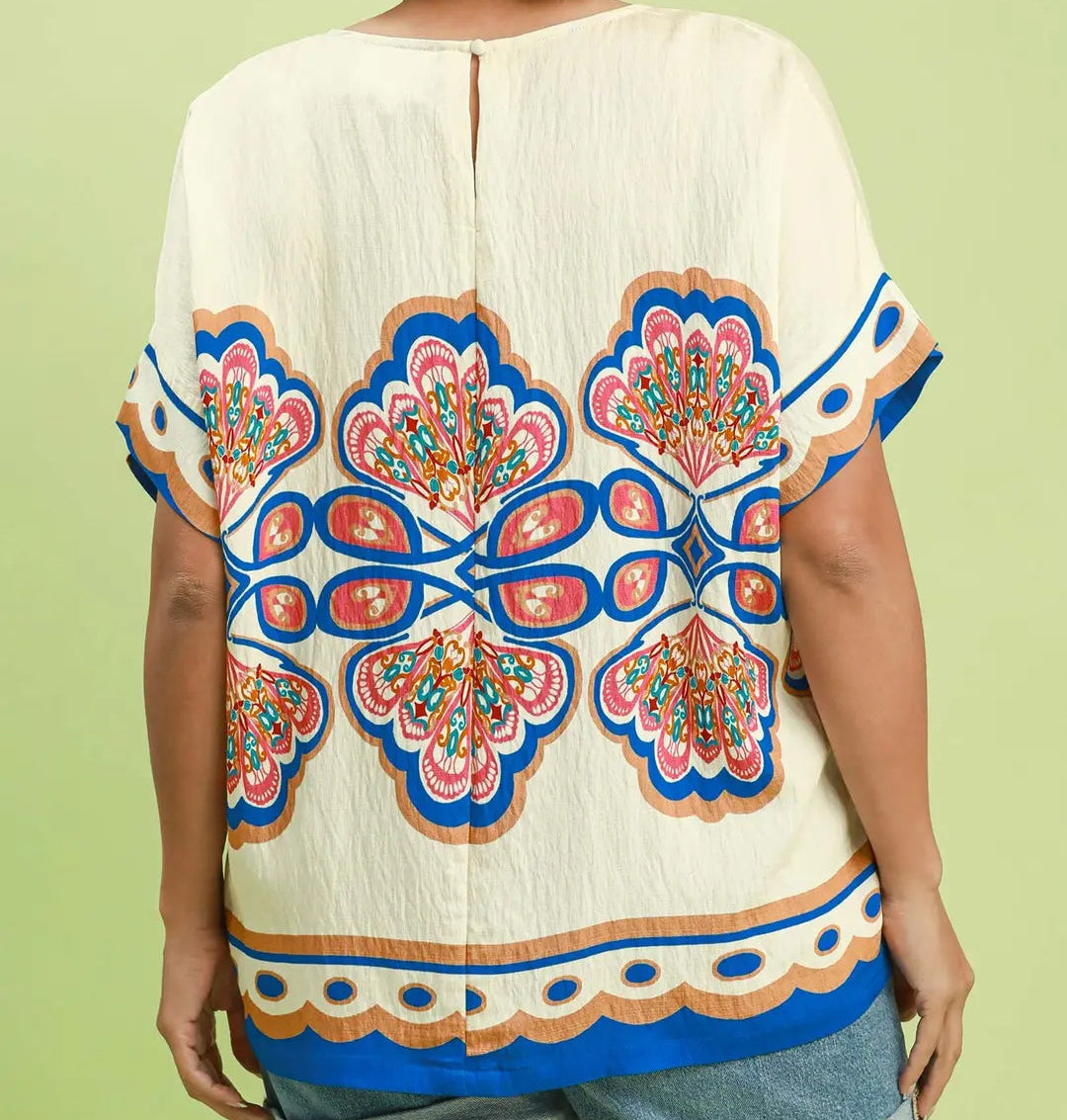 Mix Medallion Print Short Sleeve Top