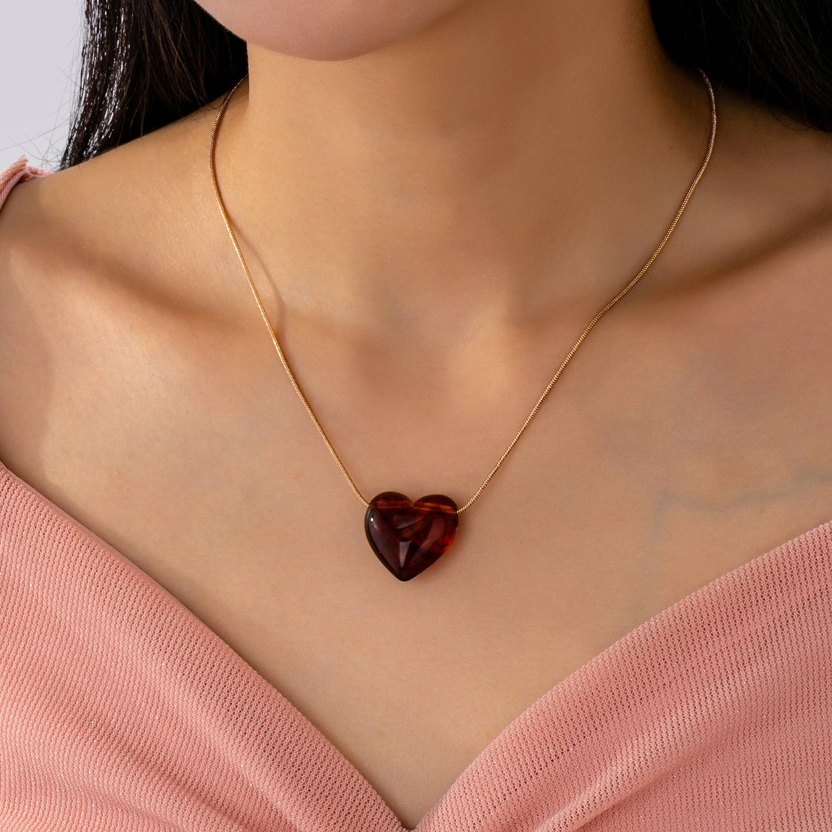 TORTOISE HEART CHARM PENDANT NECKLACE