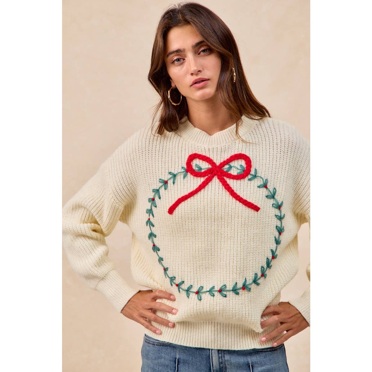 CHRISTMAS WREATH HACCI KNIT TOP