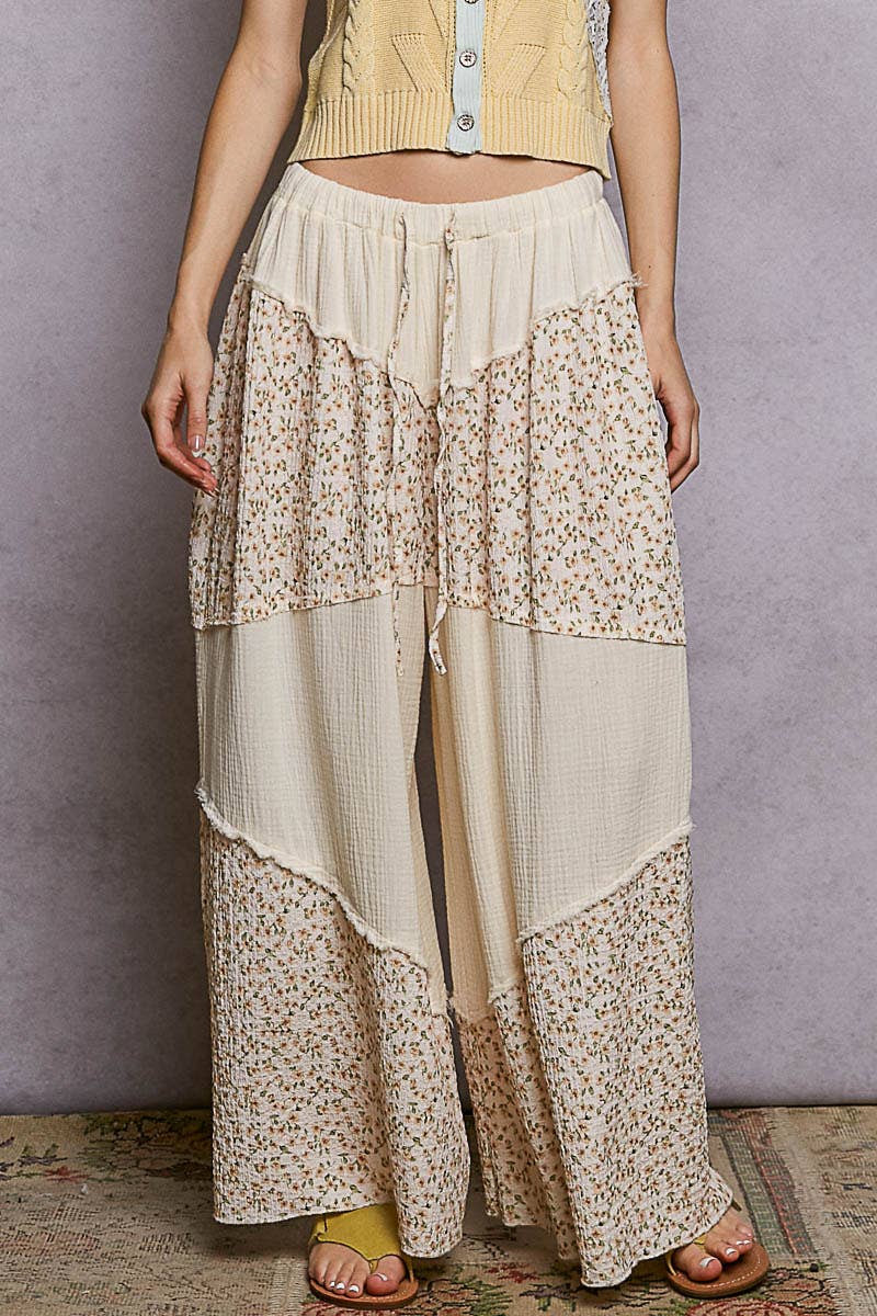 Contrast Floral Double Gauze Woven Print Bottom