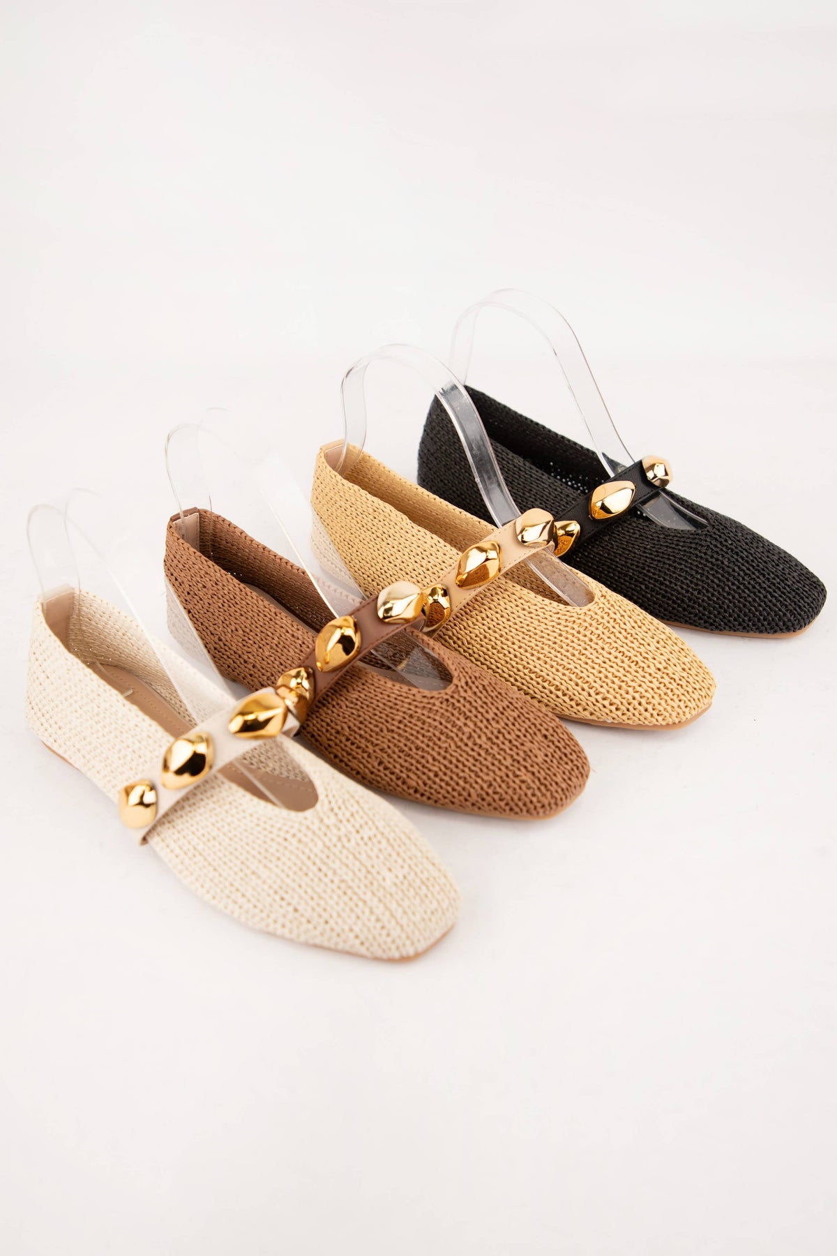 DOROTHY WOVEN TEXTURE SQUARE TOE FLAT