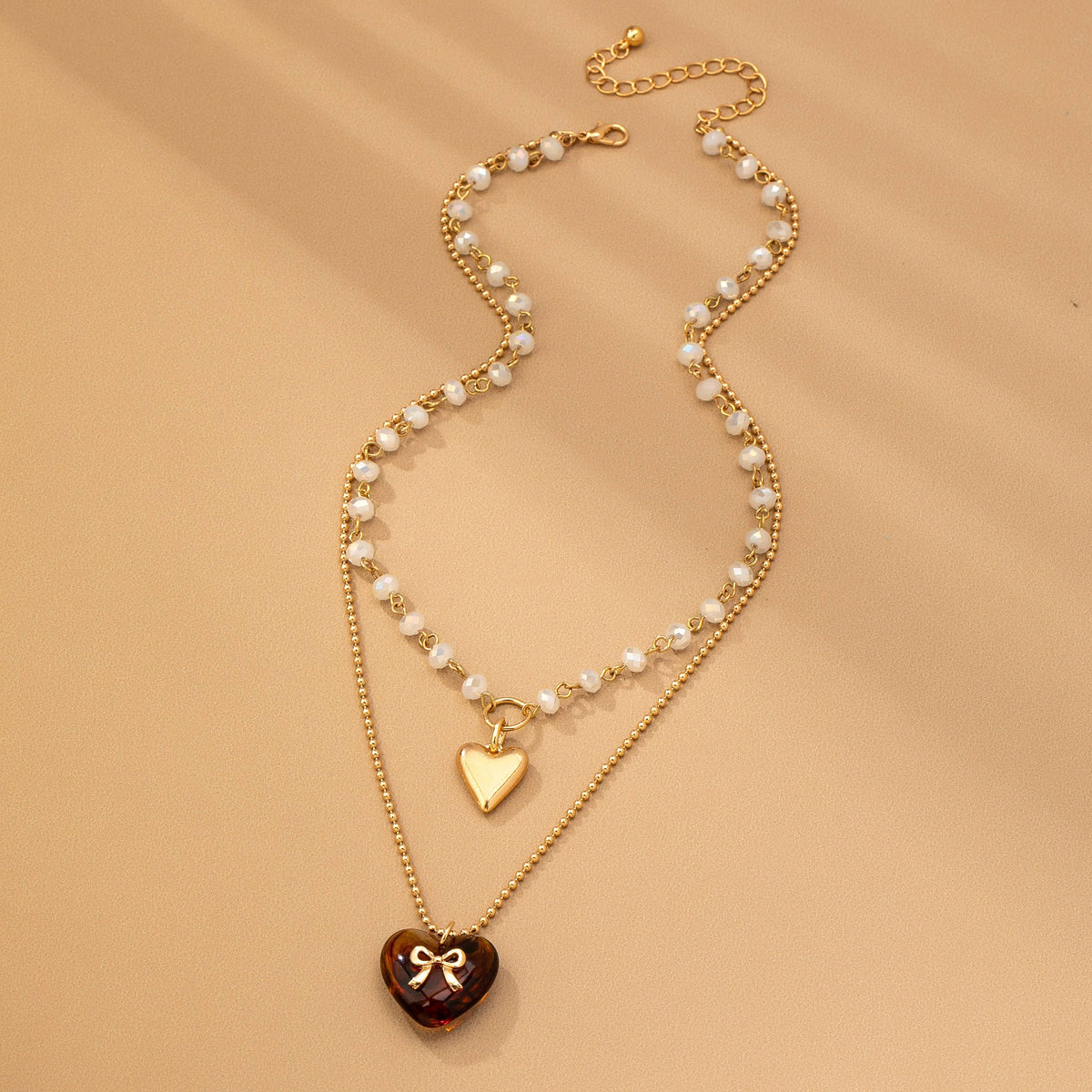 MULTI LAYER DOUBLE HEART CHARM NECKLACE