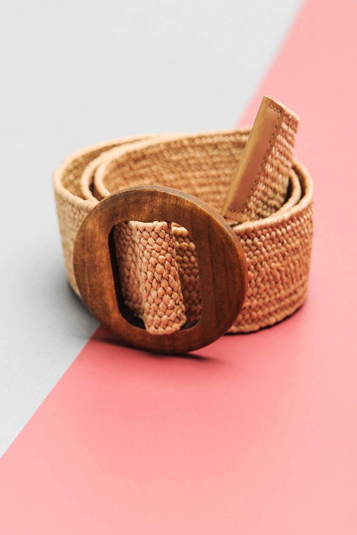 WOODEN BUCKLE RATTAN STRETCH WAIST BELT 40BT620