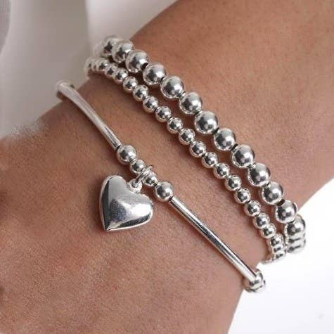 MULTI BALL CHAIN SILVER STRETCHABLE BRACELET