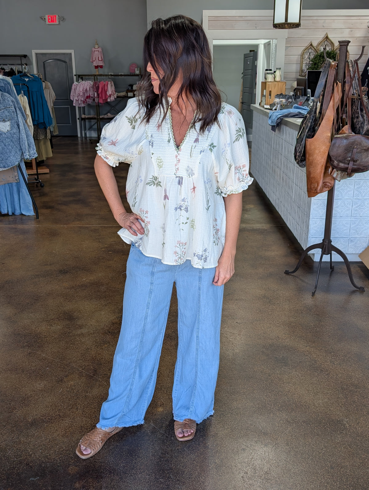 Floral Print Cotton Gauze Top