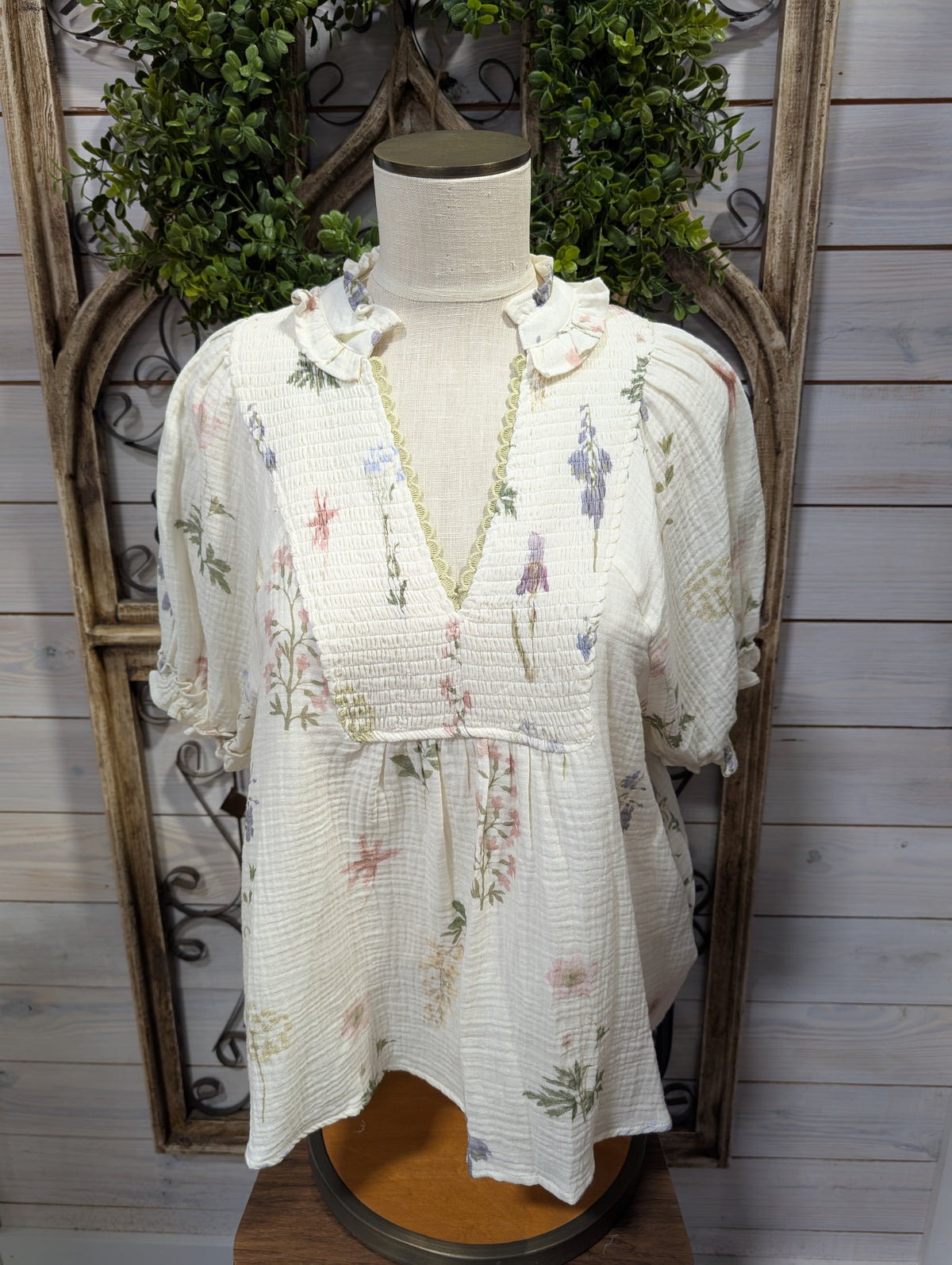 Floral Print Cotton Gauze Top