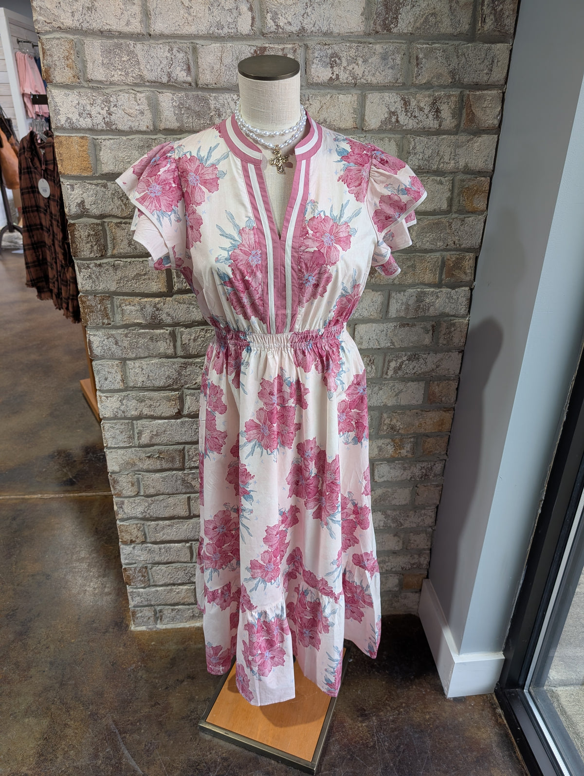 Floral Flutter Sleeve Midi Dress