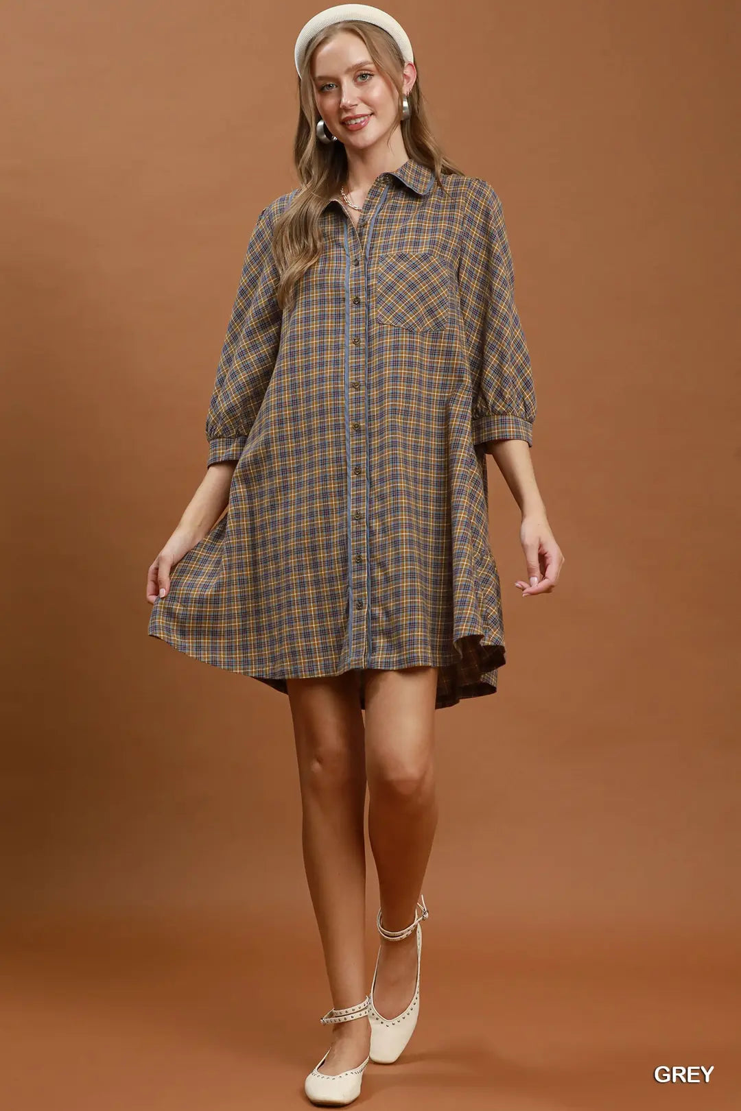 Plaid Button Down Oversized Shirt Dress