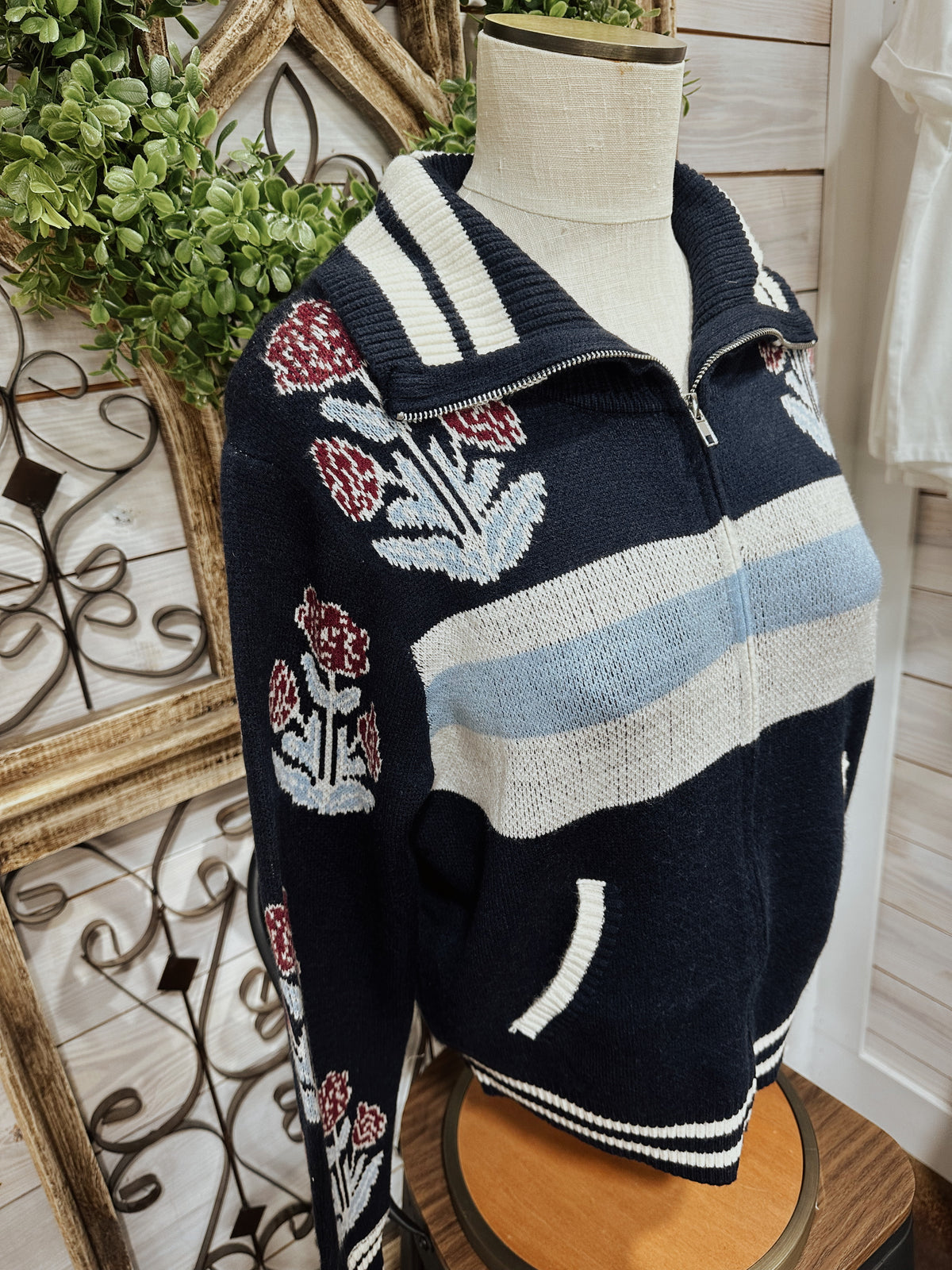 Jacquard Single Stem Knit Jacket