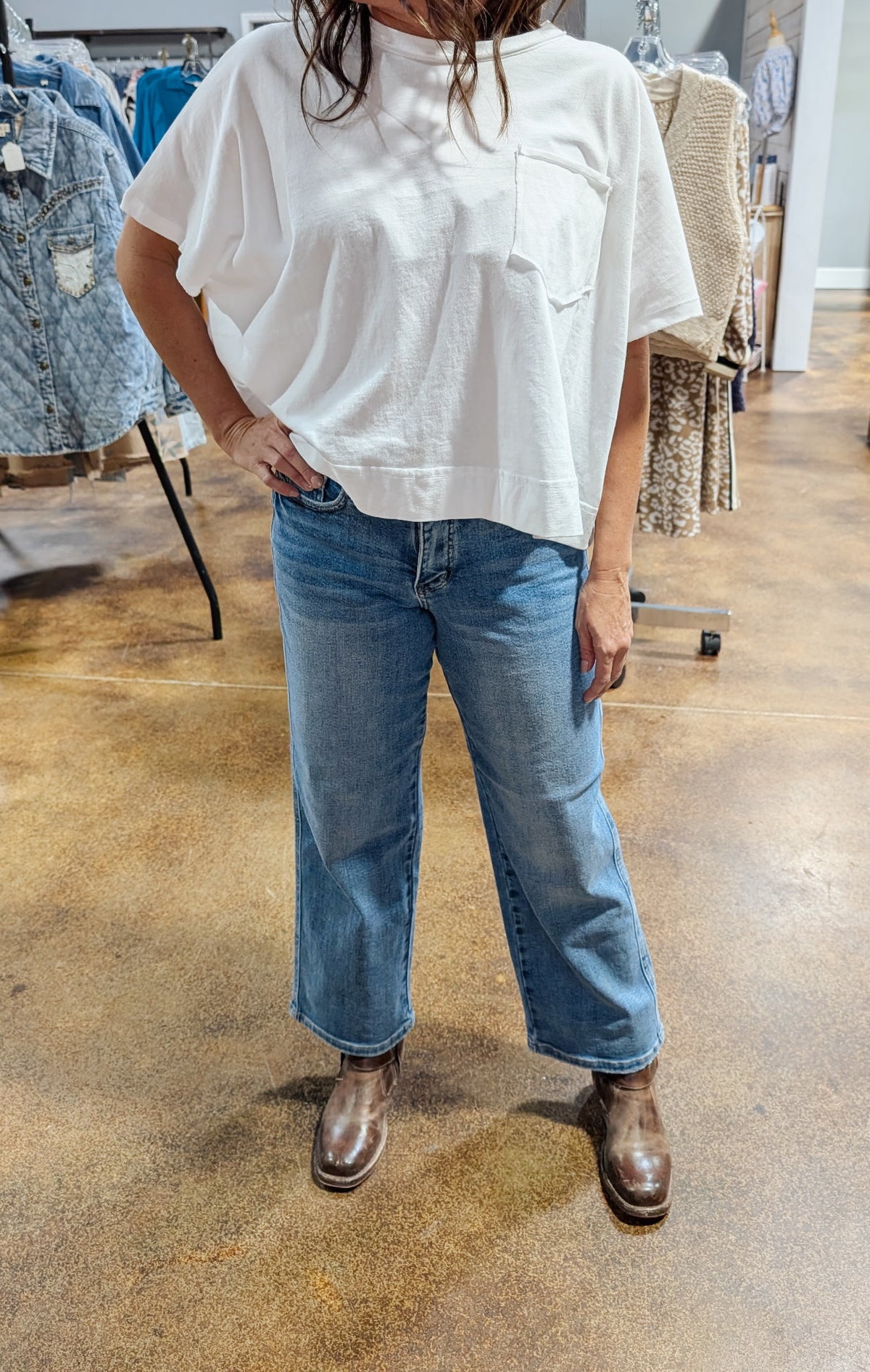 JB Mid Rise Tummy Control Straight Petite Jean