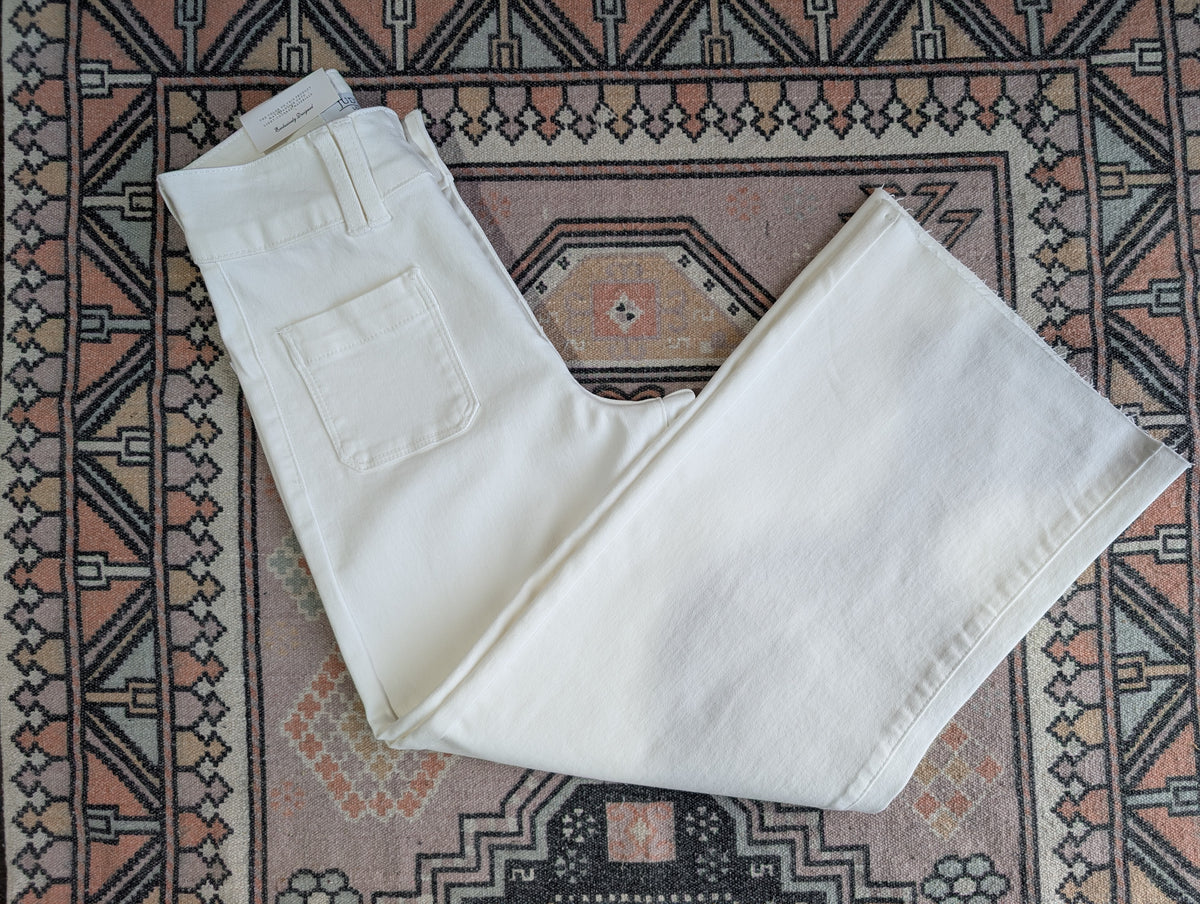 JB White Wide Crop Front Patch Pockets