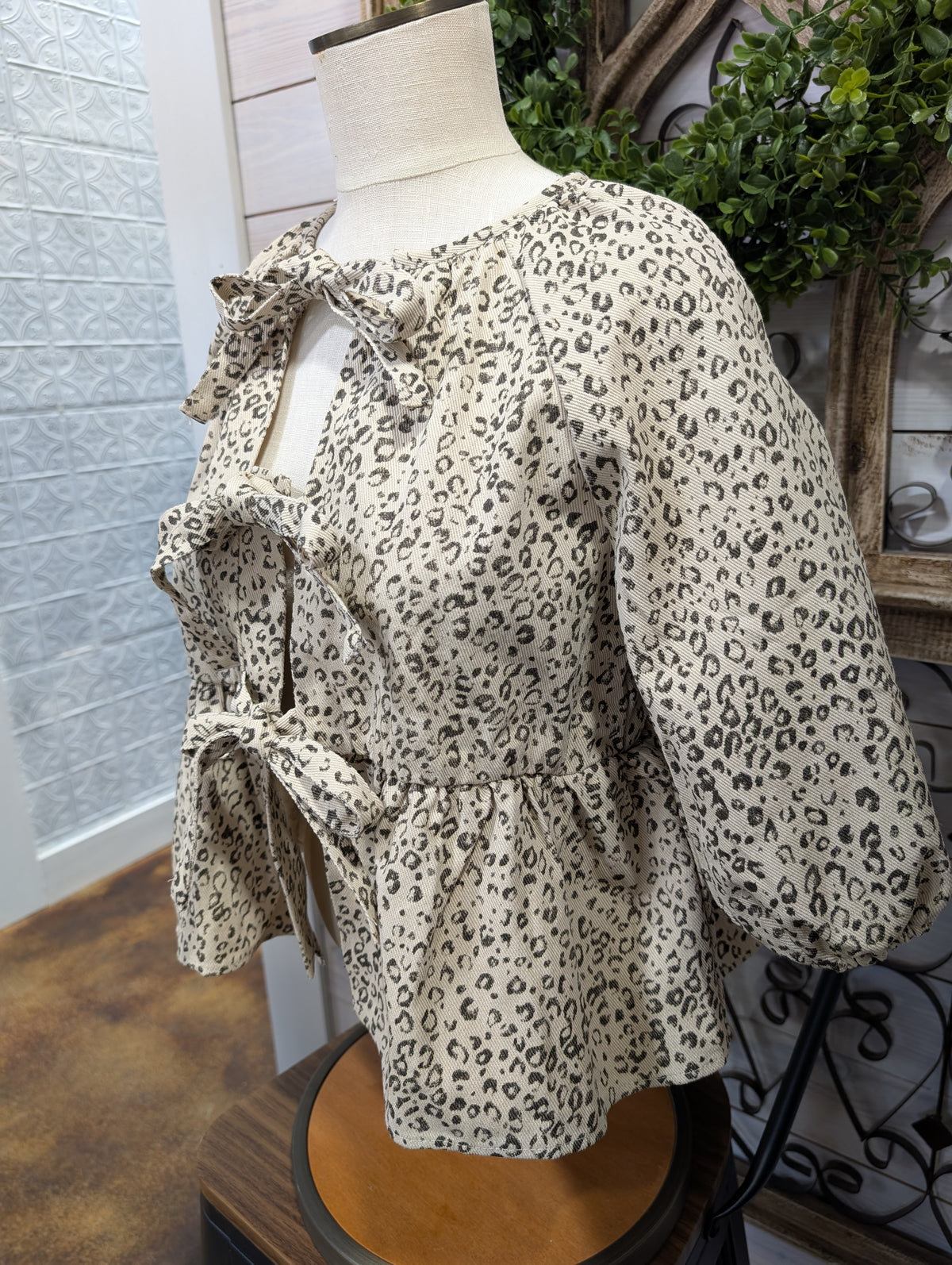 Leopard Print Top with ties