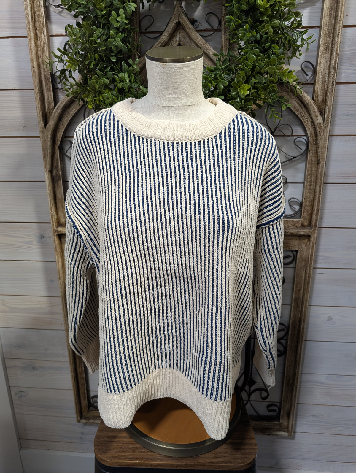 Two tone crewneck sweater