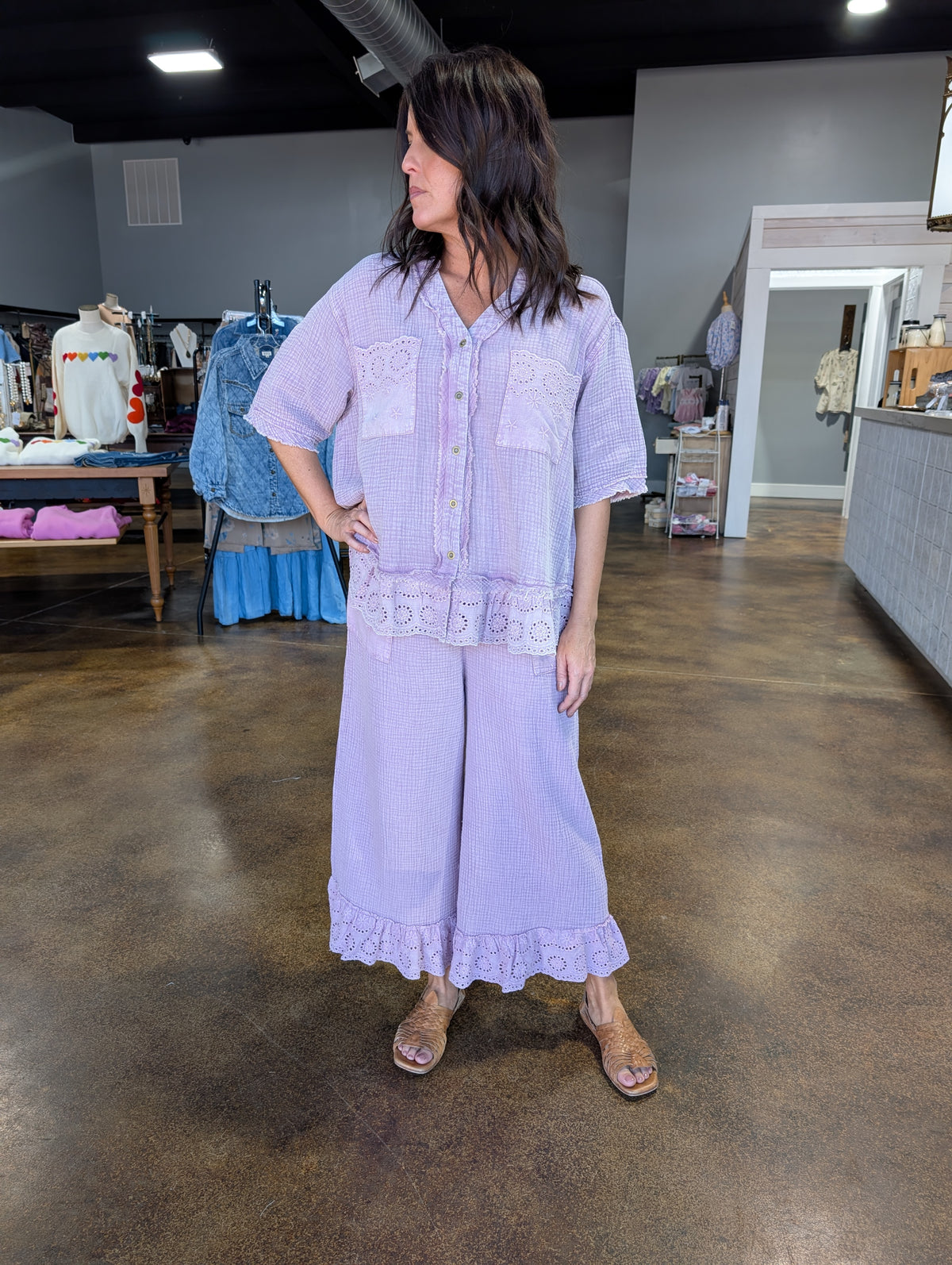 Short sleeve cotton gauze top