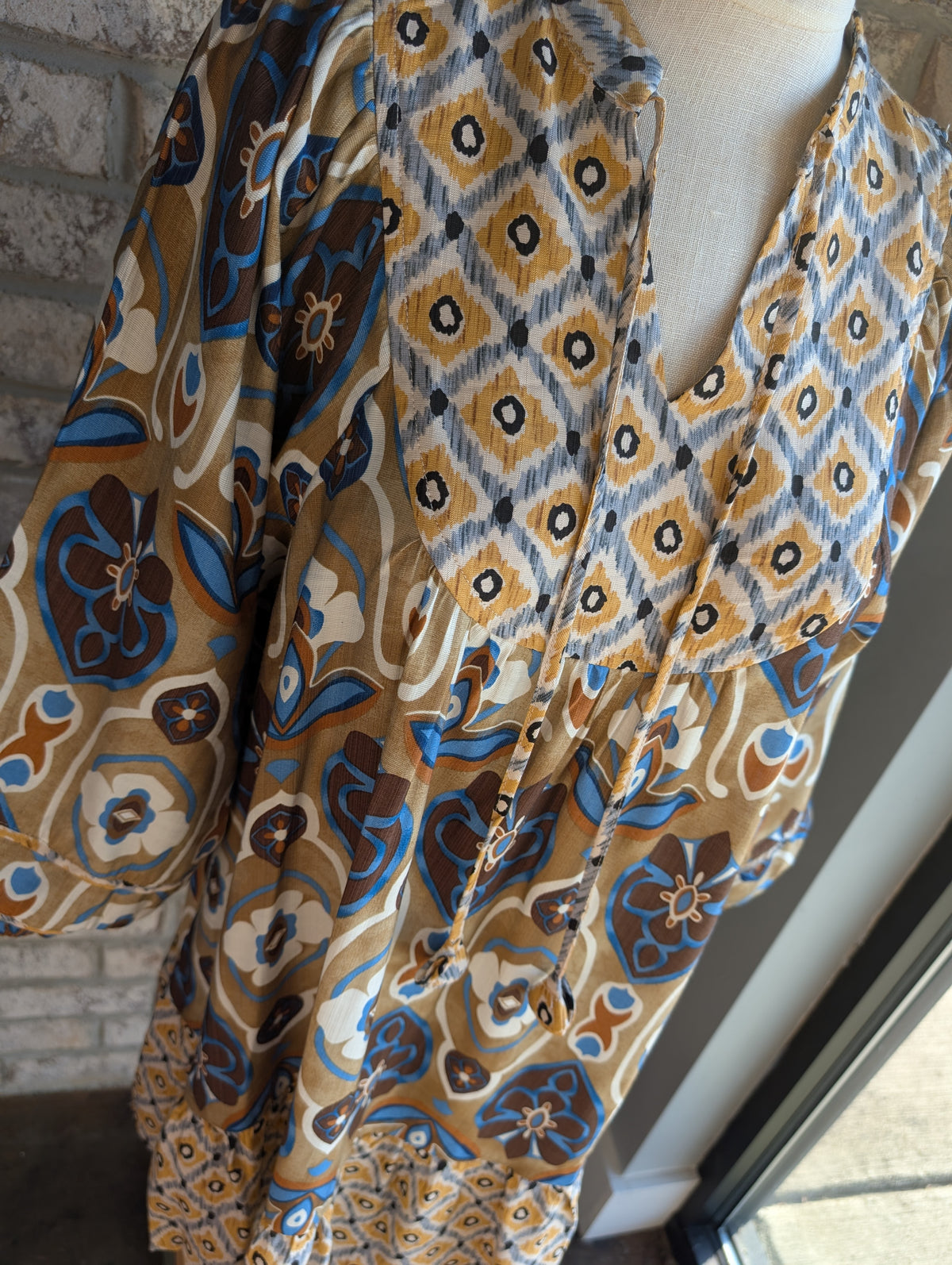 Mixed Abstract Print Ruffle dress