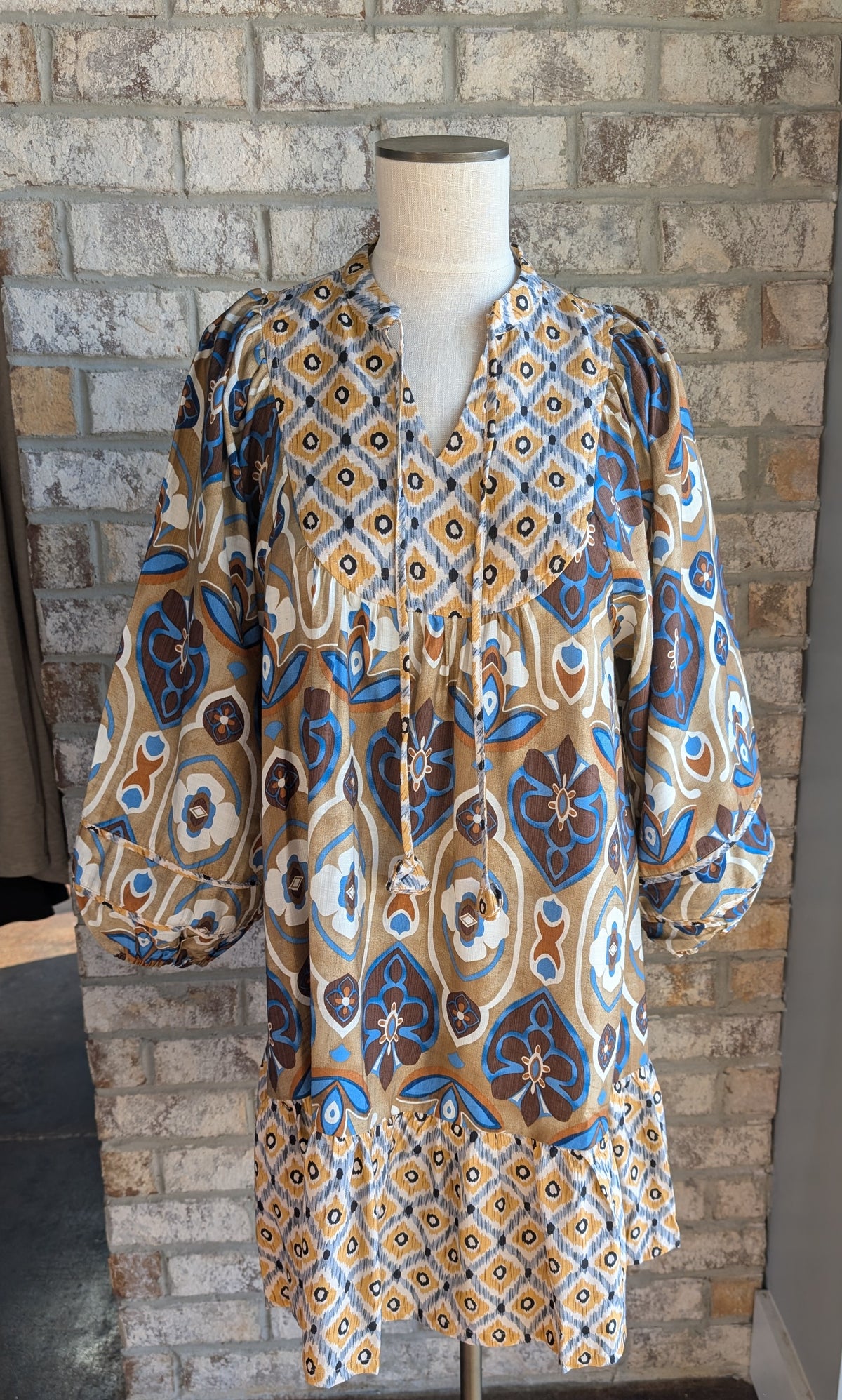 Mixed Abstract Print Ruffle dress
