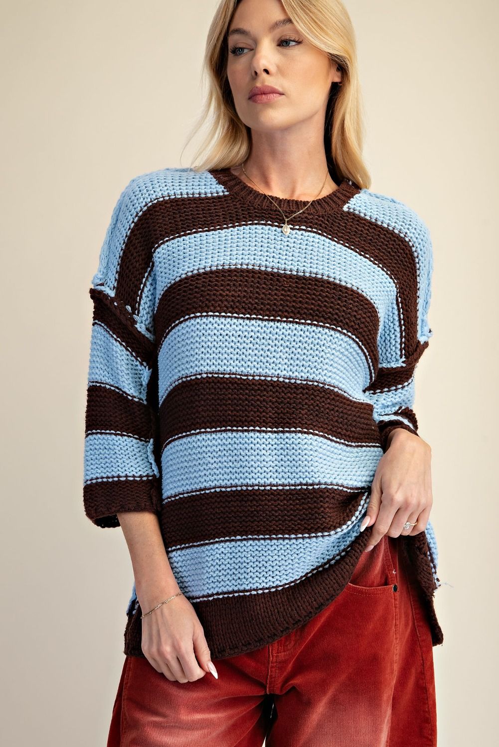 STRIPE PATTERN KNITTED SWEATER