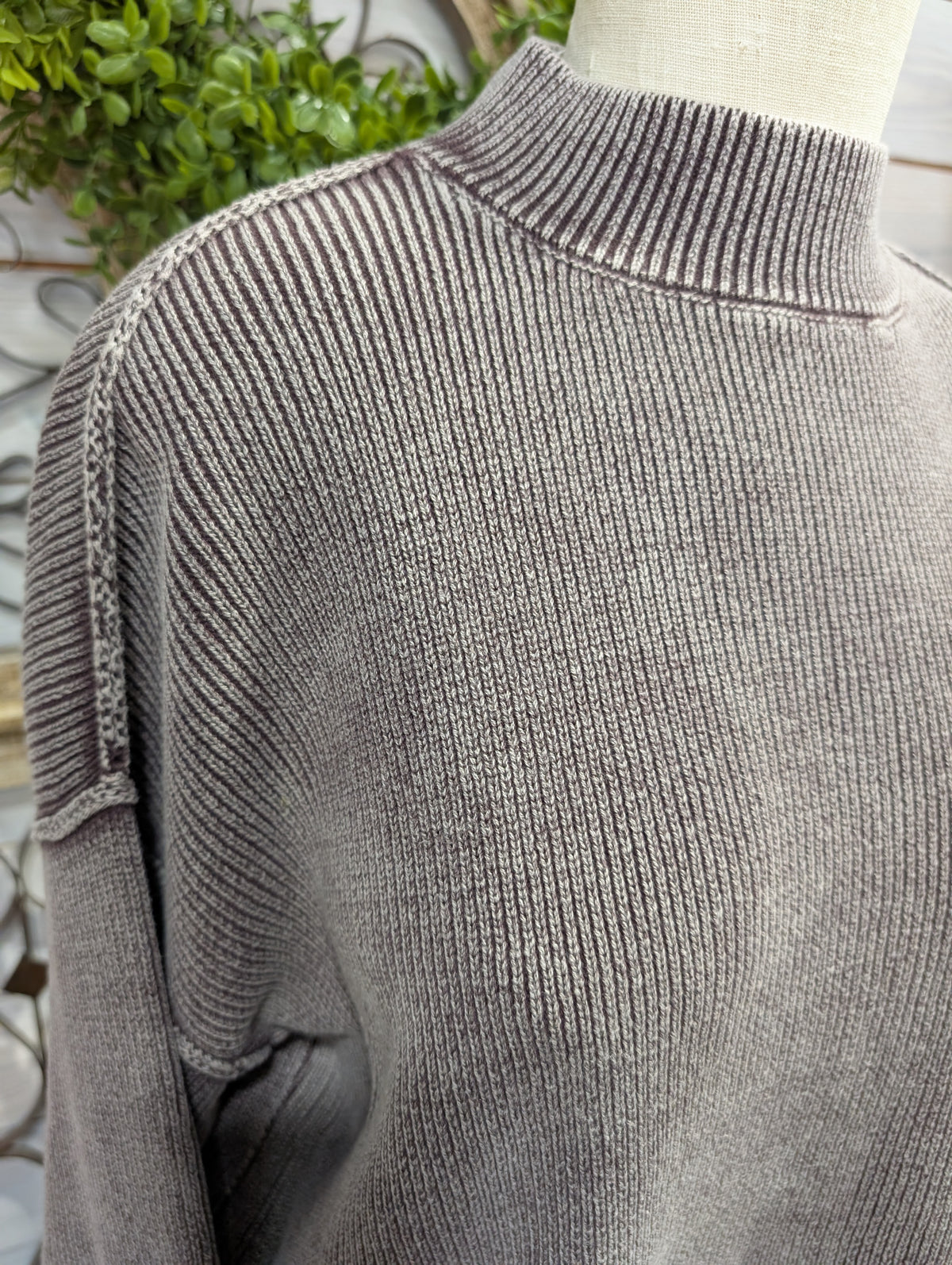 Mock Neck LS knit pullover sweater