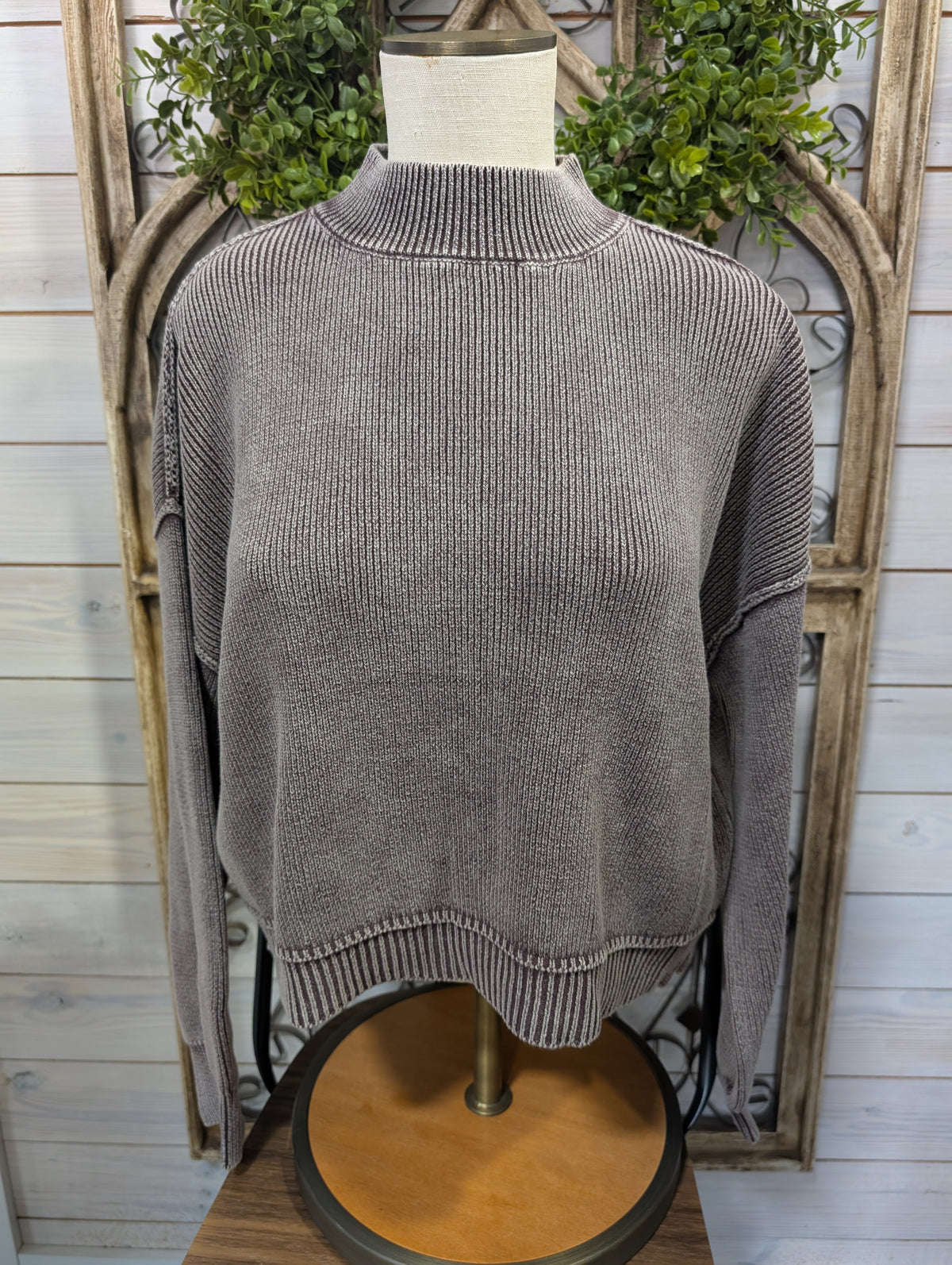 Mock Neck LS knit pullover sweater