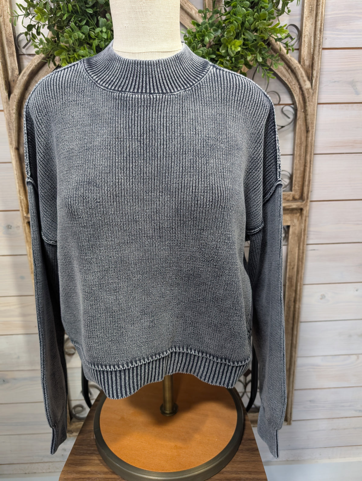 Mock Neck LS knit pullover sweater