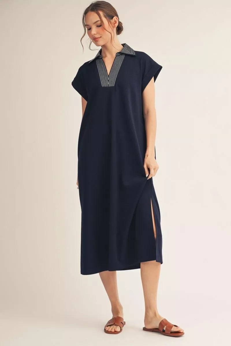 Stitched Collar midi dress