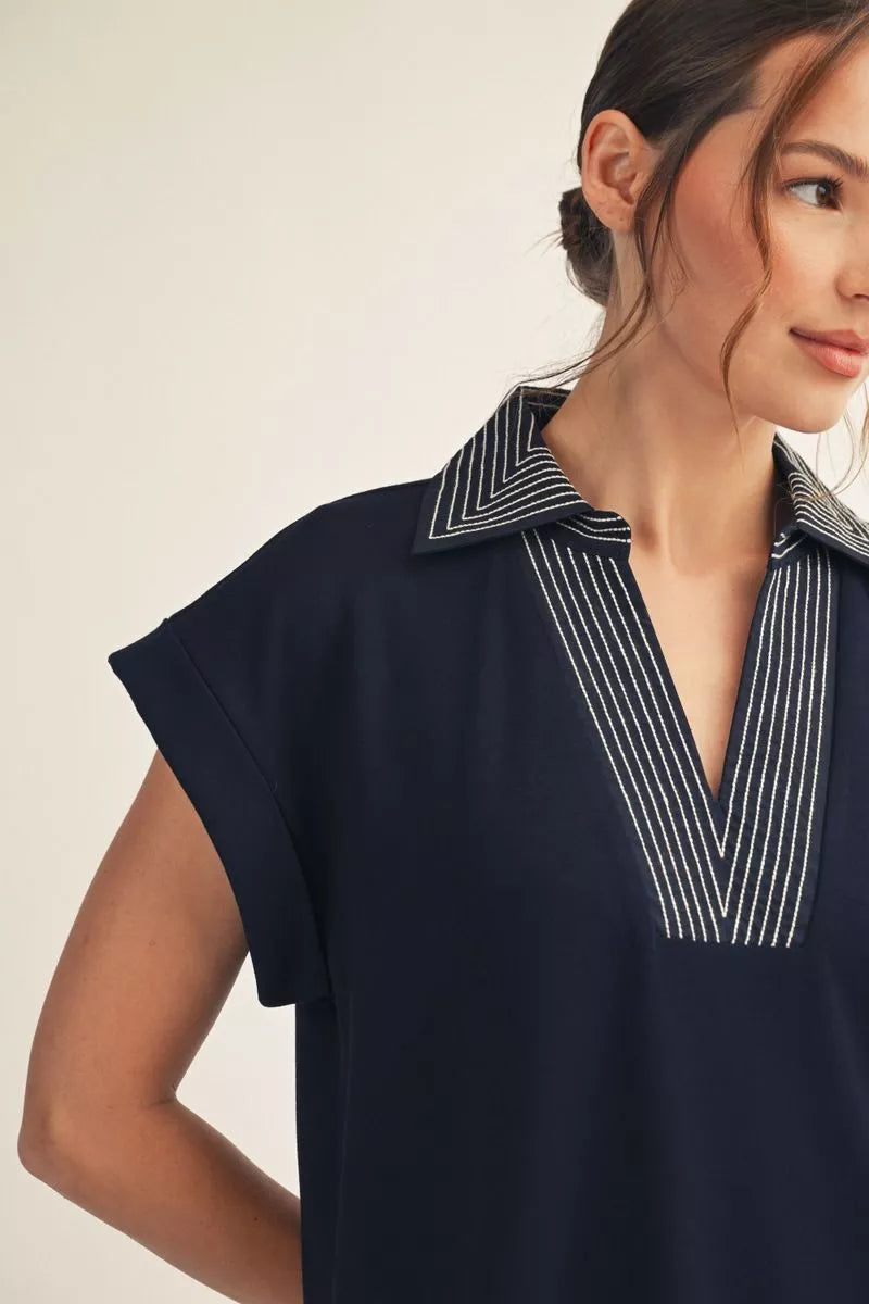 Stitched Collar midi dress