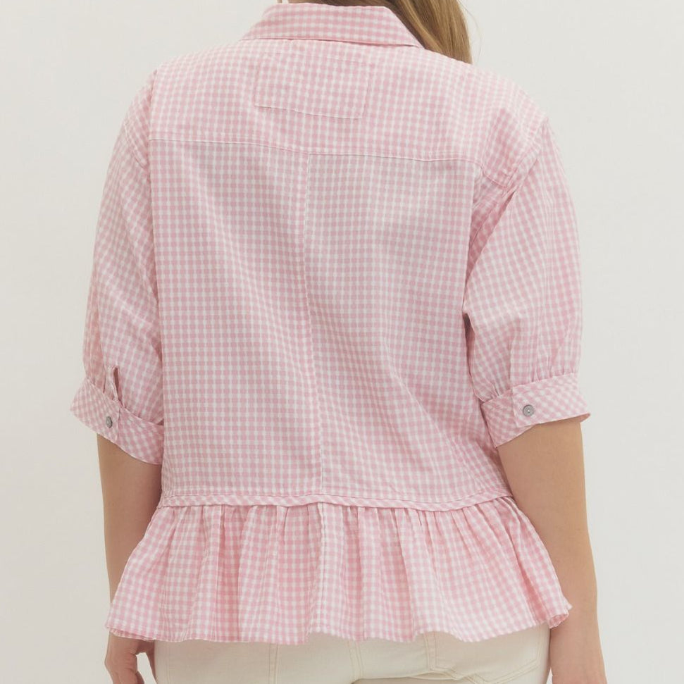 Gingham Button down Plus Top