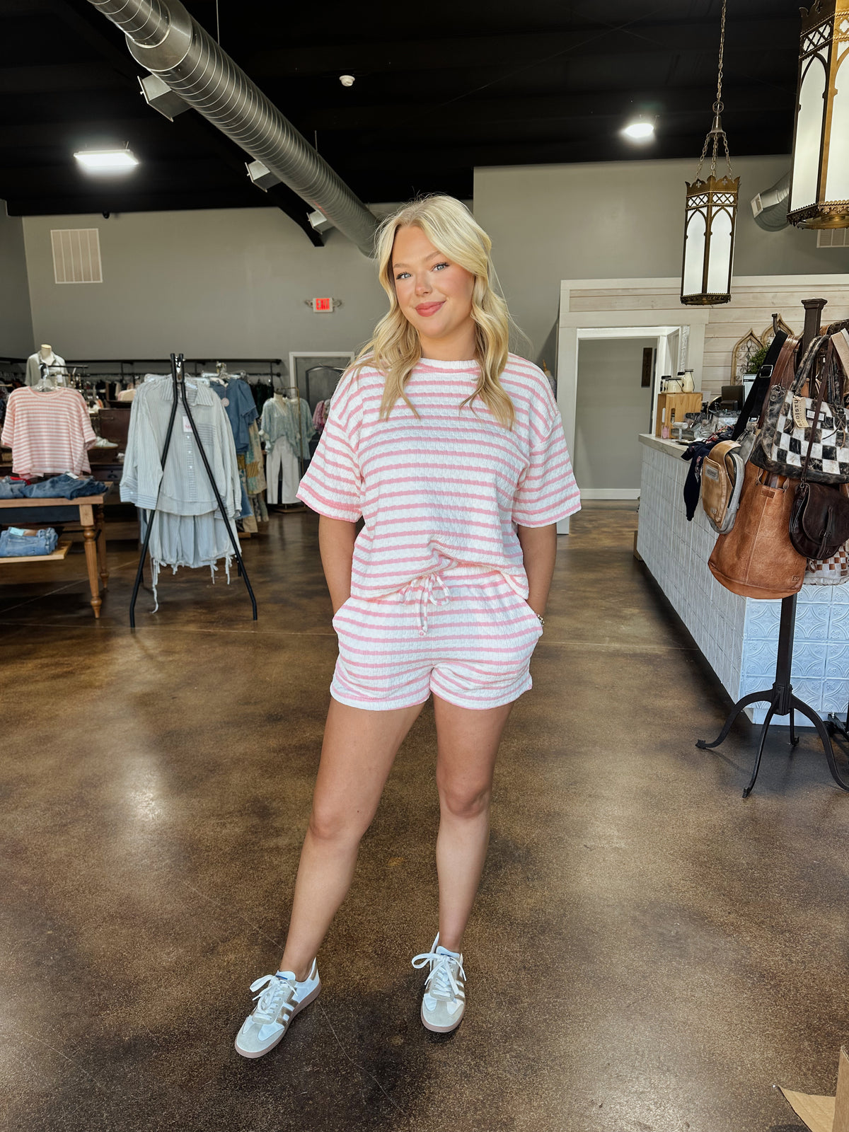 Striped Short Sleeve Tee & Shorts Set