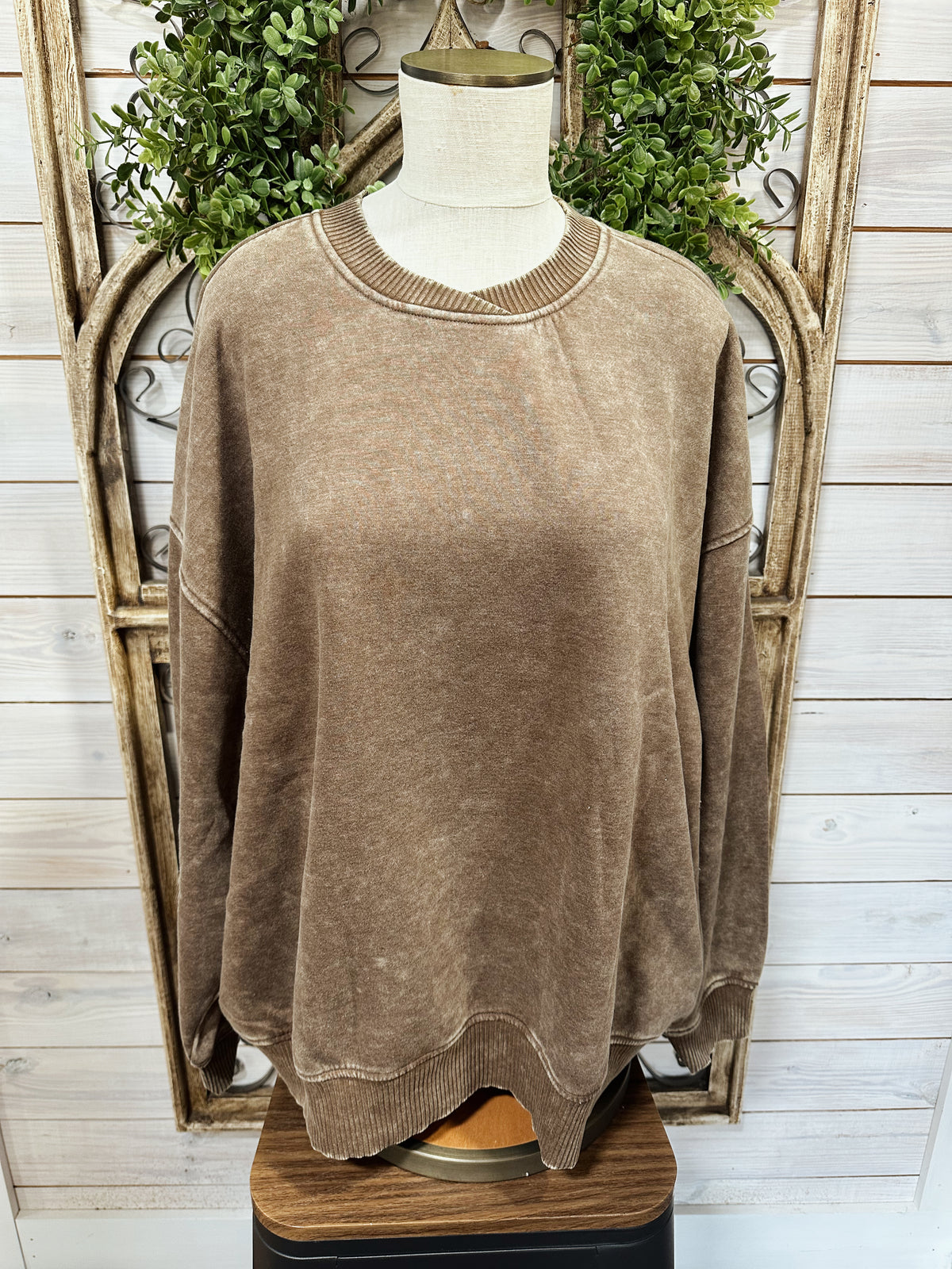 PLUS acid wash oversized fleece sweatshirt