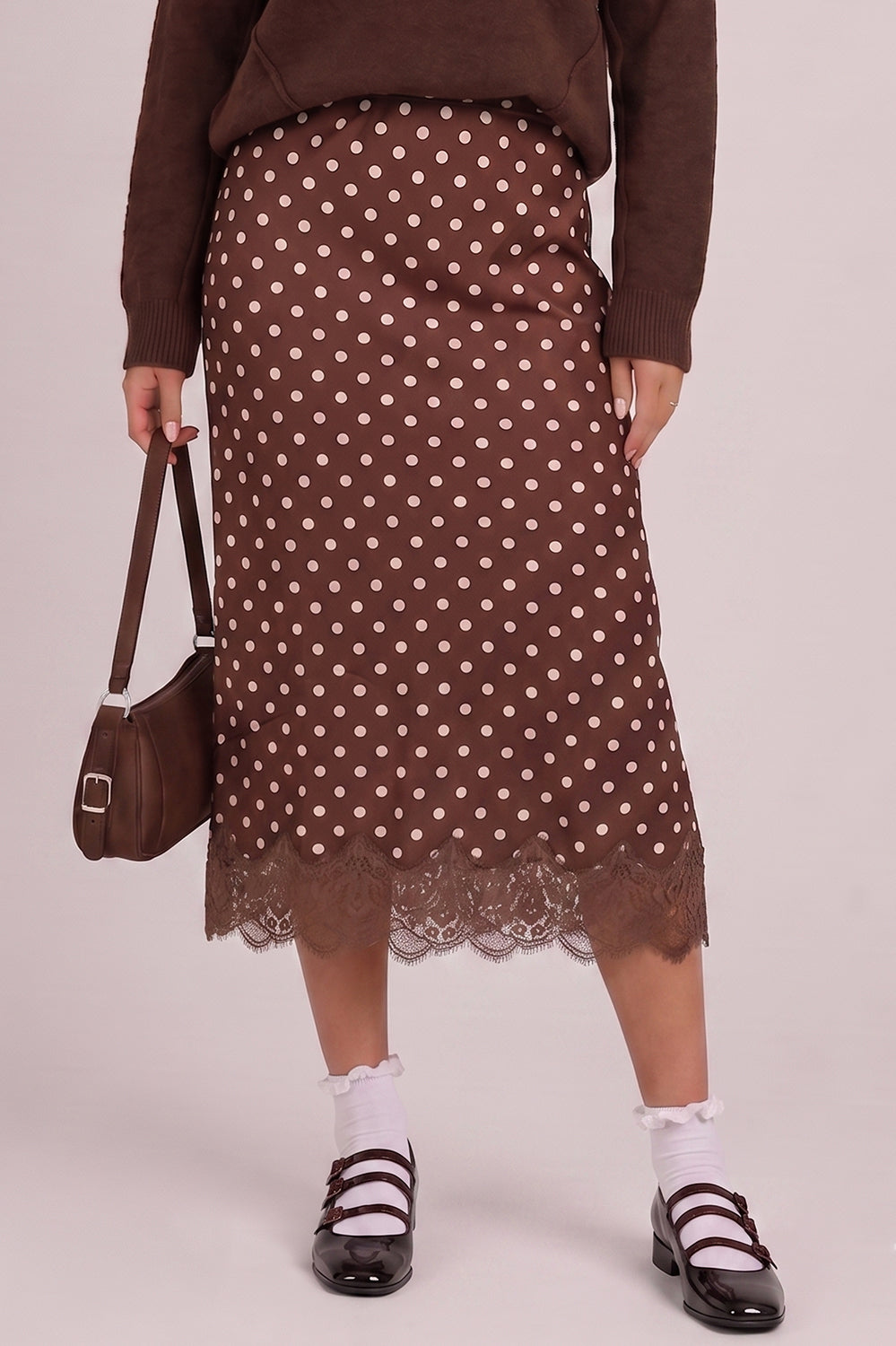 Satin Polka-Dot Skirt