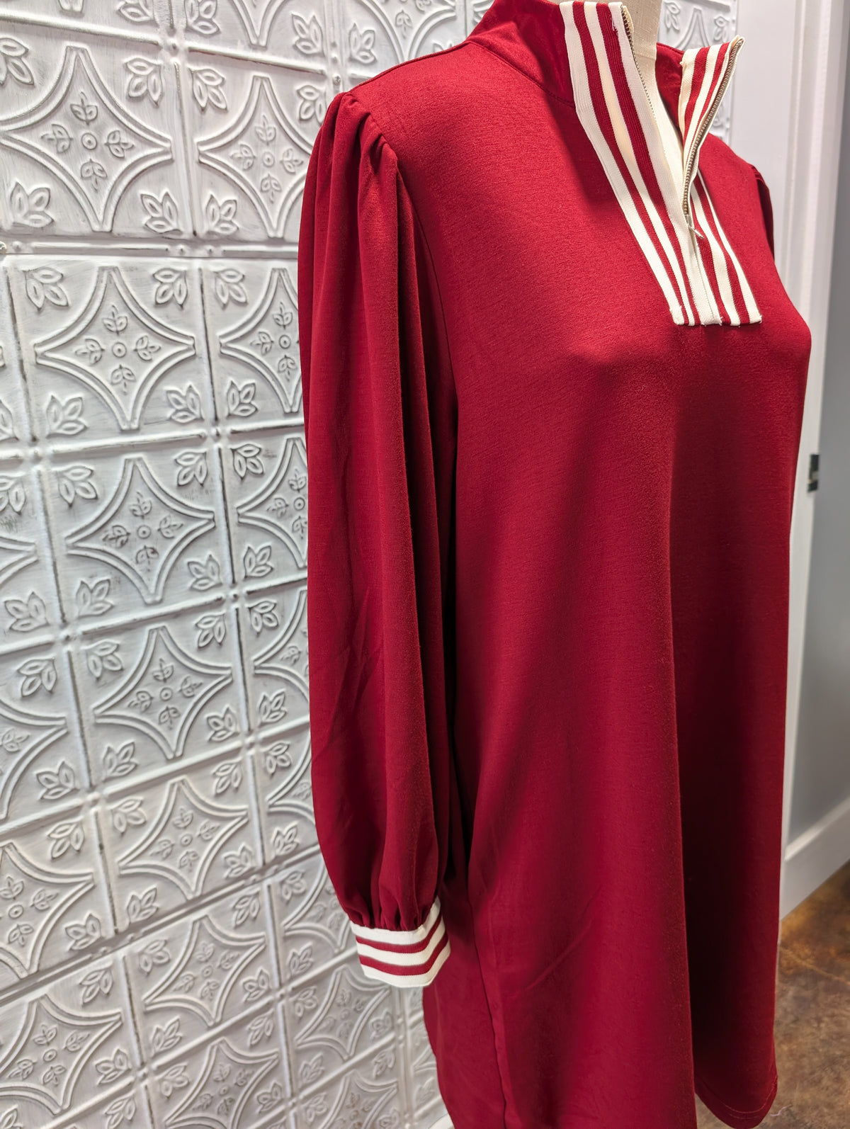 Puff Sleeve Zip Front Dress