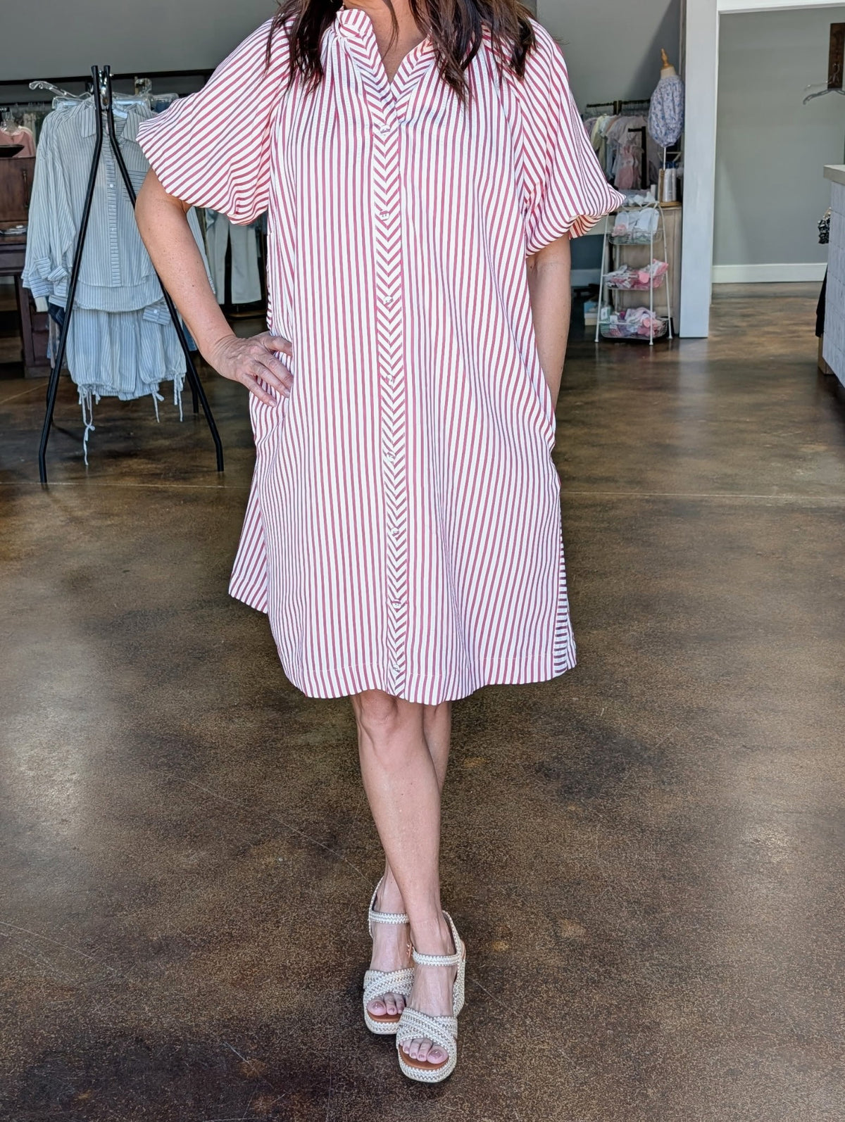 Vertical Stripe Shift Dress