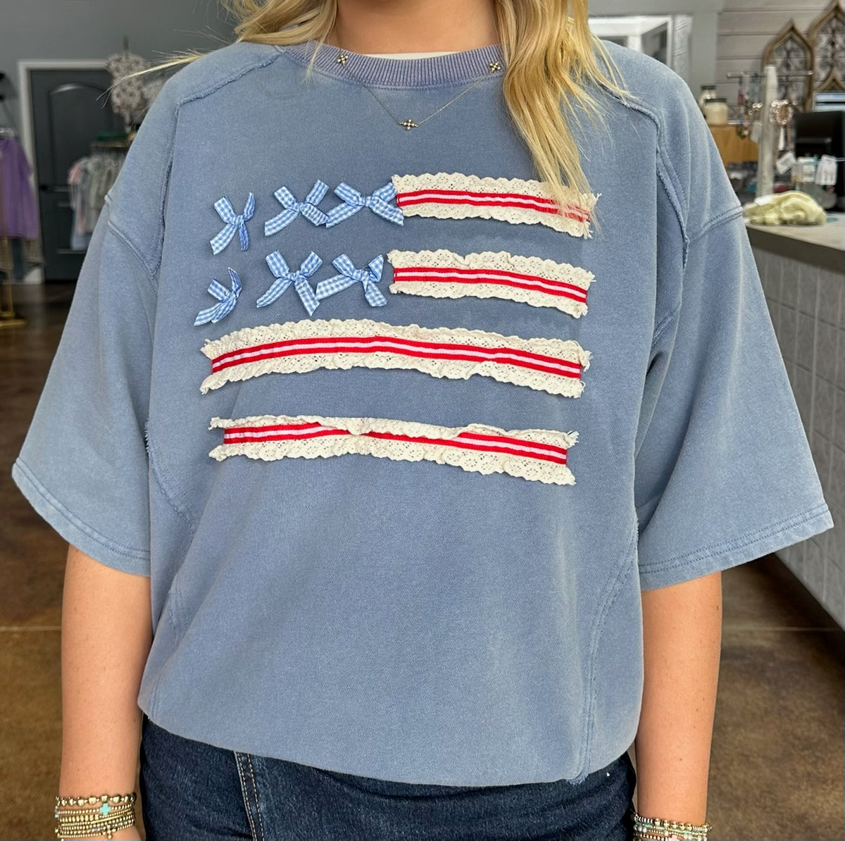 Half sleeve American Flag Top
