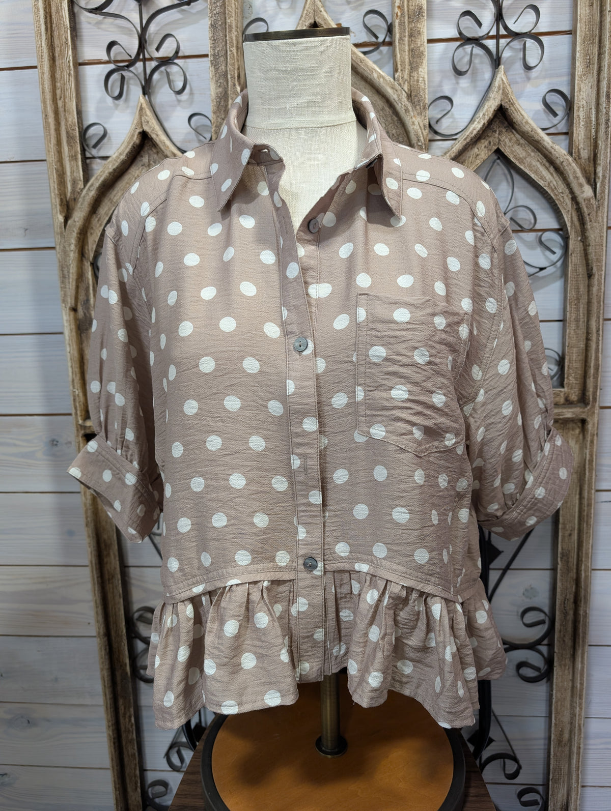 Polka Dot Button Top